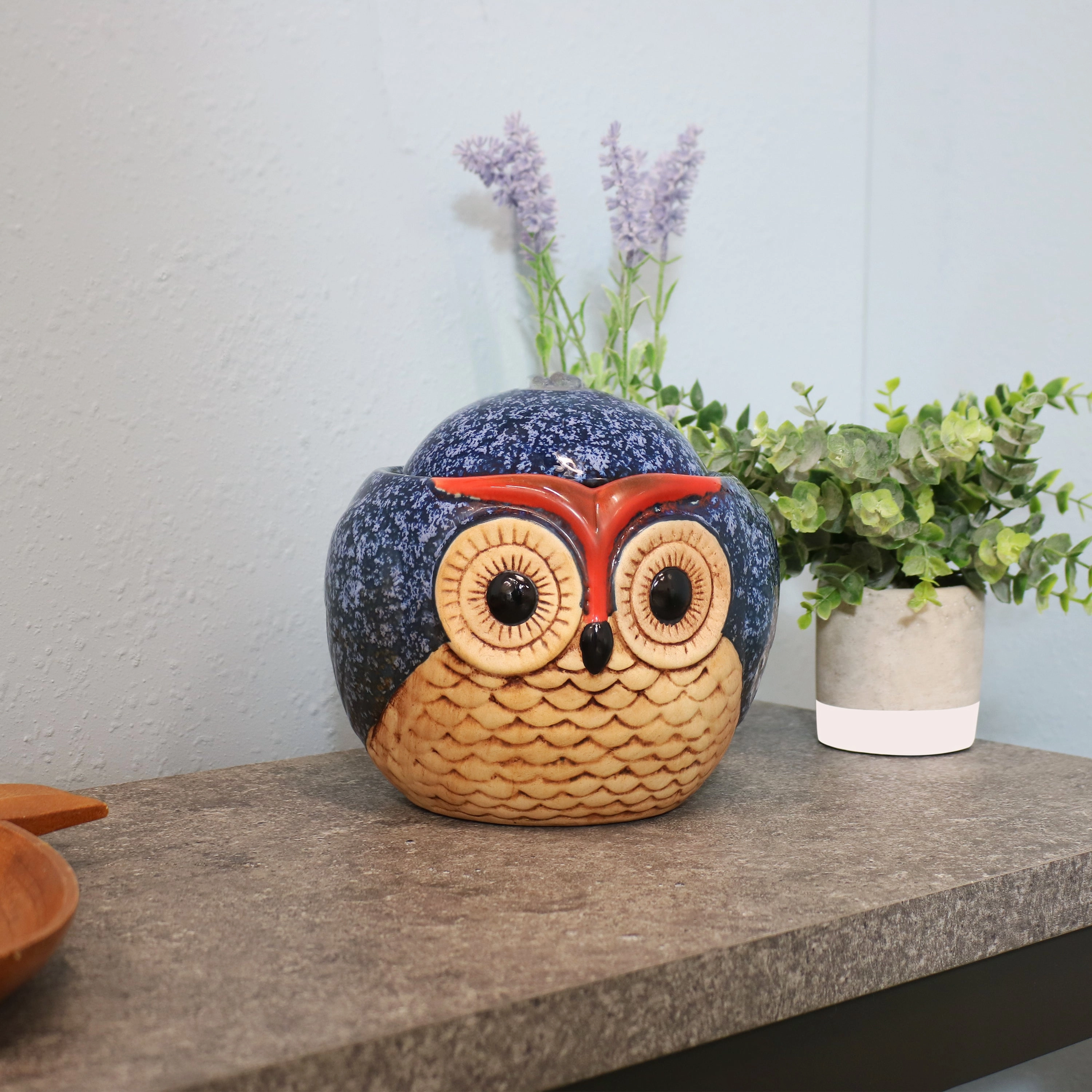 Sunnydaze Ceramic Owl Indoor Tabletop Water Fountain - 6"outdoor garden water fountain