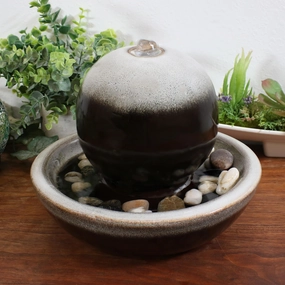 Sunnydaze Ceramic Tabletop Water Fountain with Modern Orb Design - 7"outdoor garden water fountain