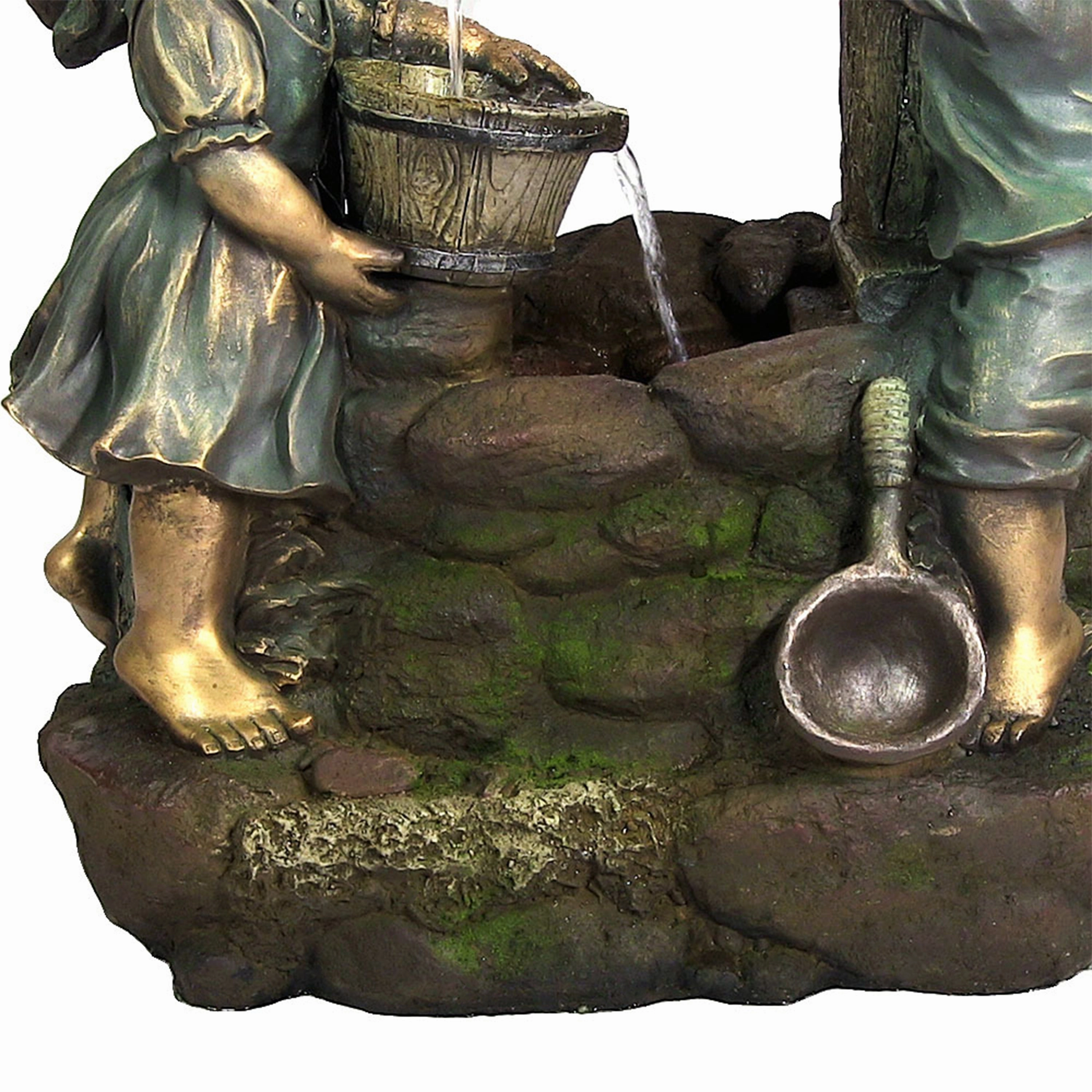 Sunnydaze Children at the Well Electric Water Fountain with LED Light - 39"