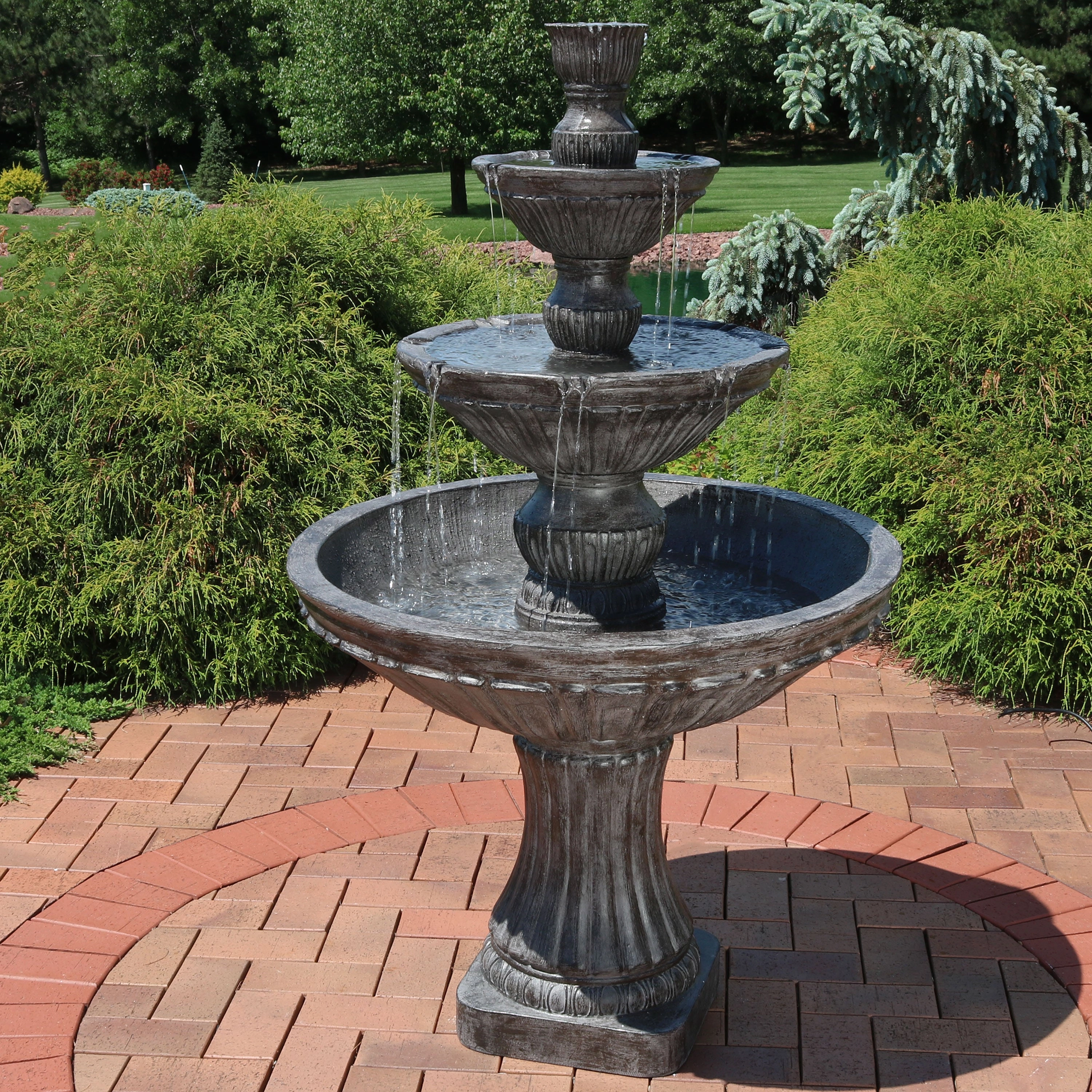 Sunnydaze Classic Designer 3-Tier Outdoor Water Fountain - 55" H