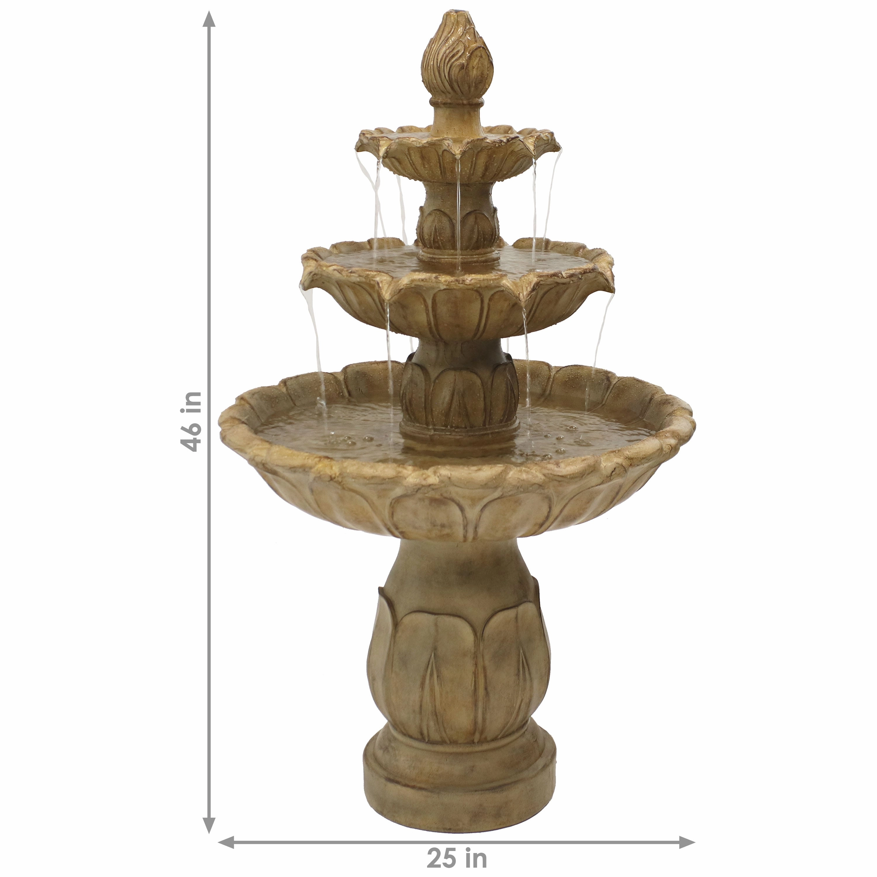 Sunnydaze Classic Tulip 3-Tier Outdoor Water Fountain