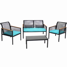 Sunnydaze Coachford 4-Piece Resin Rattan Outdoor Patio Furniture Setoutdoor patio furniture set