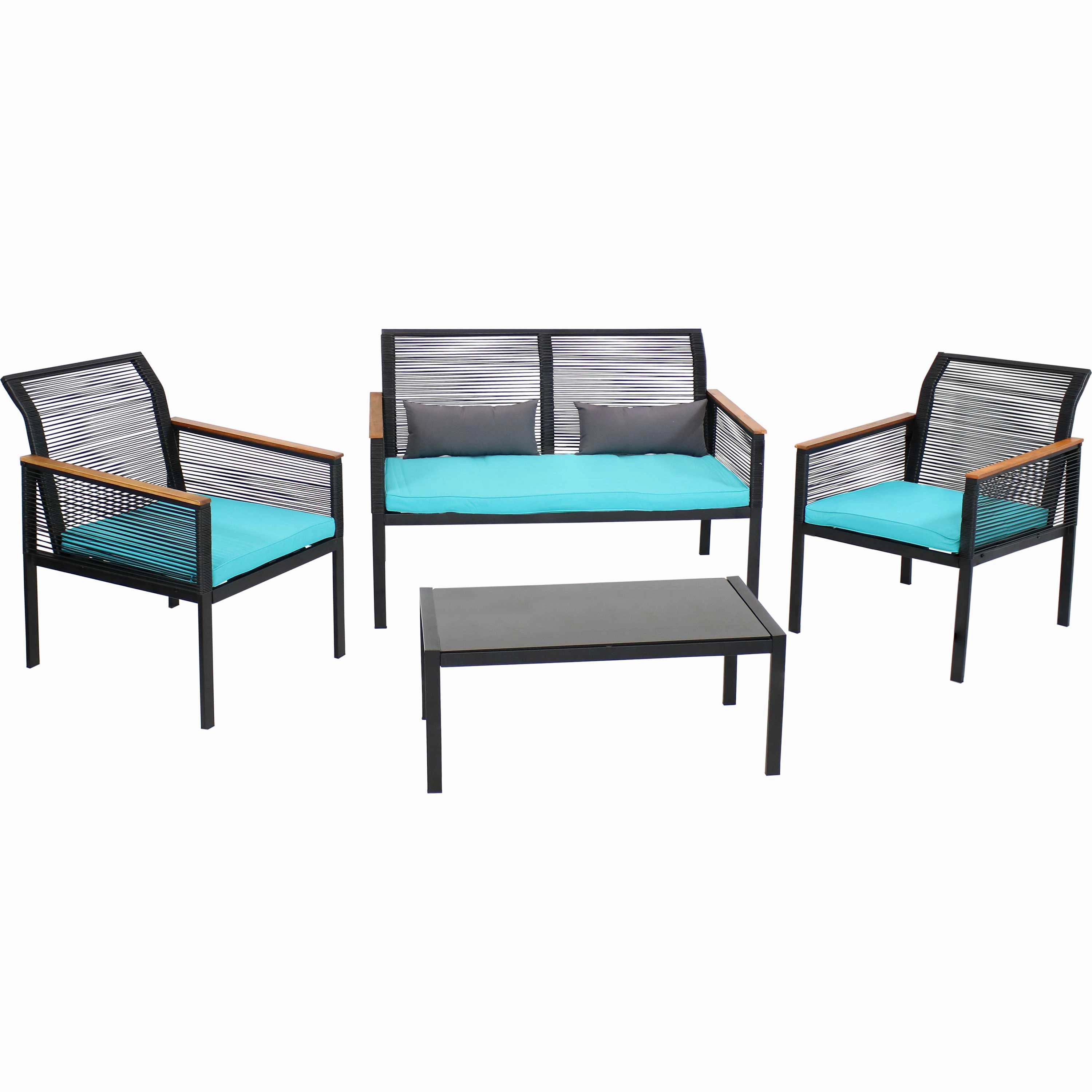 Sunnydaze Coachford 4-Piece Resin Rattan Outdoor Patio Furniture Setoutdoor patio furniture set