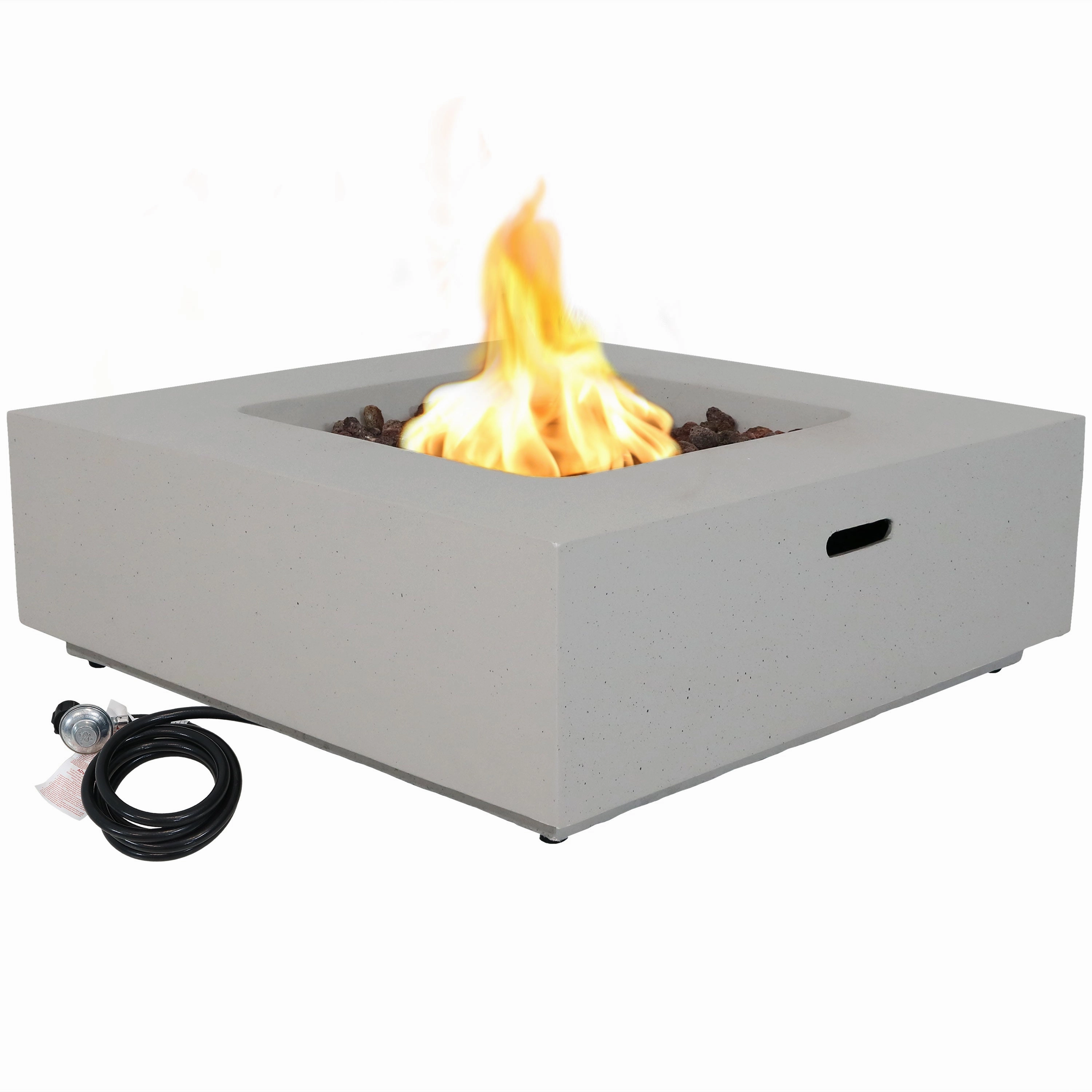 Sunnydaze Contempo Square Outdoor Propane Gas Fire Pit - 34"portable outdoor fire pit with lid