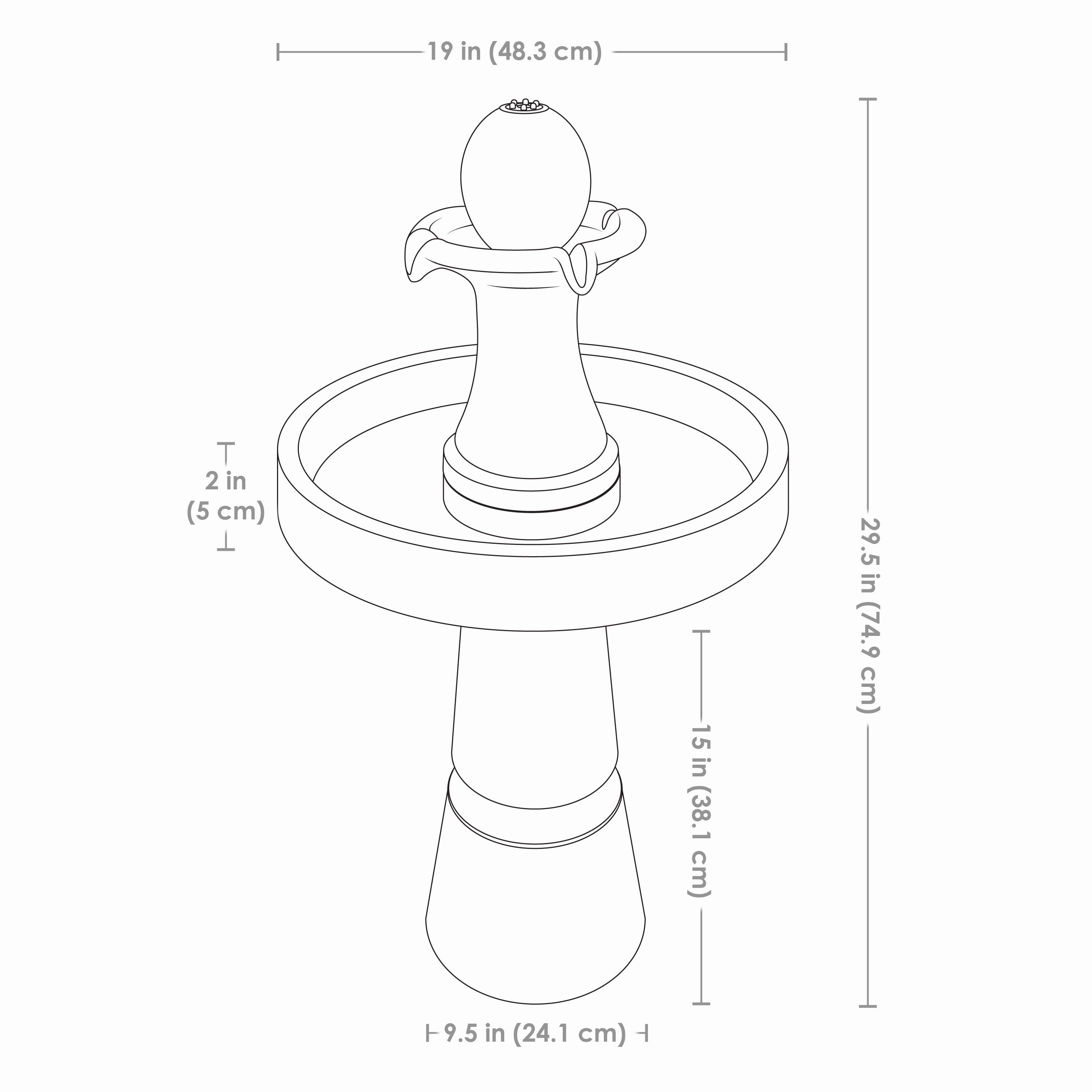 Sunnydaze Contemporary 2-Tone Outdoor Water Fountain with Light - 29.5"