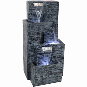 Sunnydaze Contemporary Cascading Tower Water Fountain with LED Lights and Electric Submersible Pump - 32"outdoor garden water fountain
