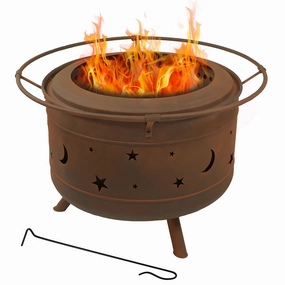 Sunnydaze Cosmic Outdoor Smokeless Fire Pit - 30"portable outdoor fire pit with lid