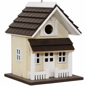 Sunnydaze Cozy Home LED Solar Wooden Outdoor Hanging Bird House - 9.25"outdoor garden decorative ornaments