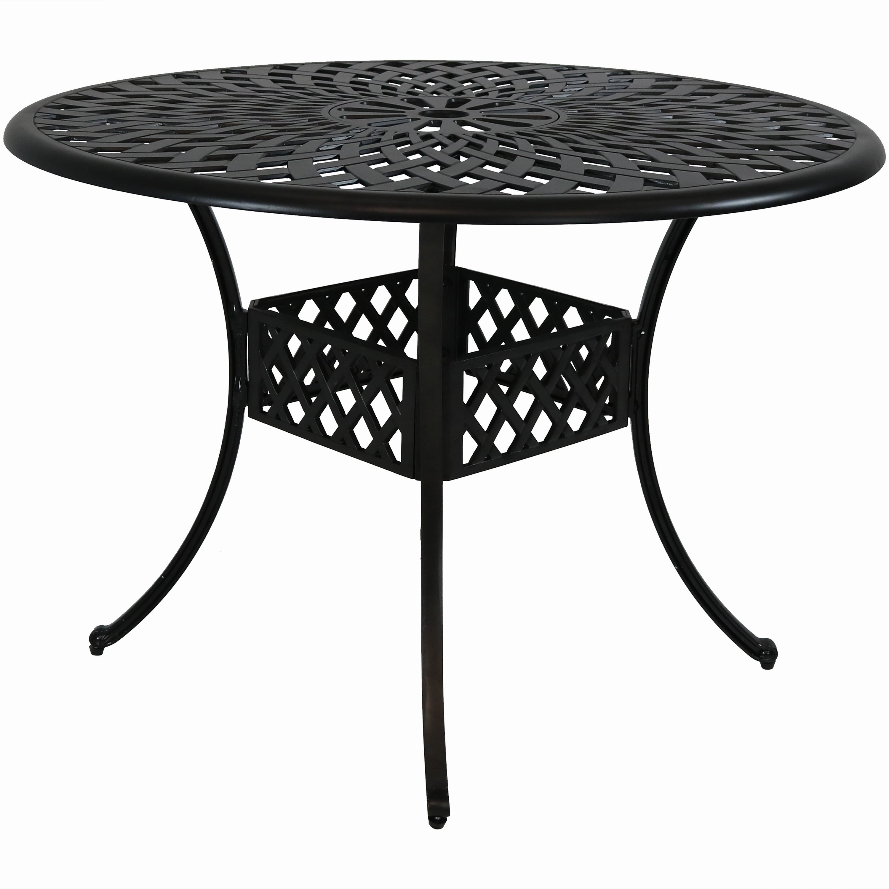 Sunnydaze Crossweave Cast Aluminum Round Patio Table - 41" Diameteroutdoor patio furniture set