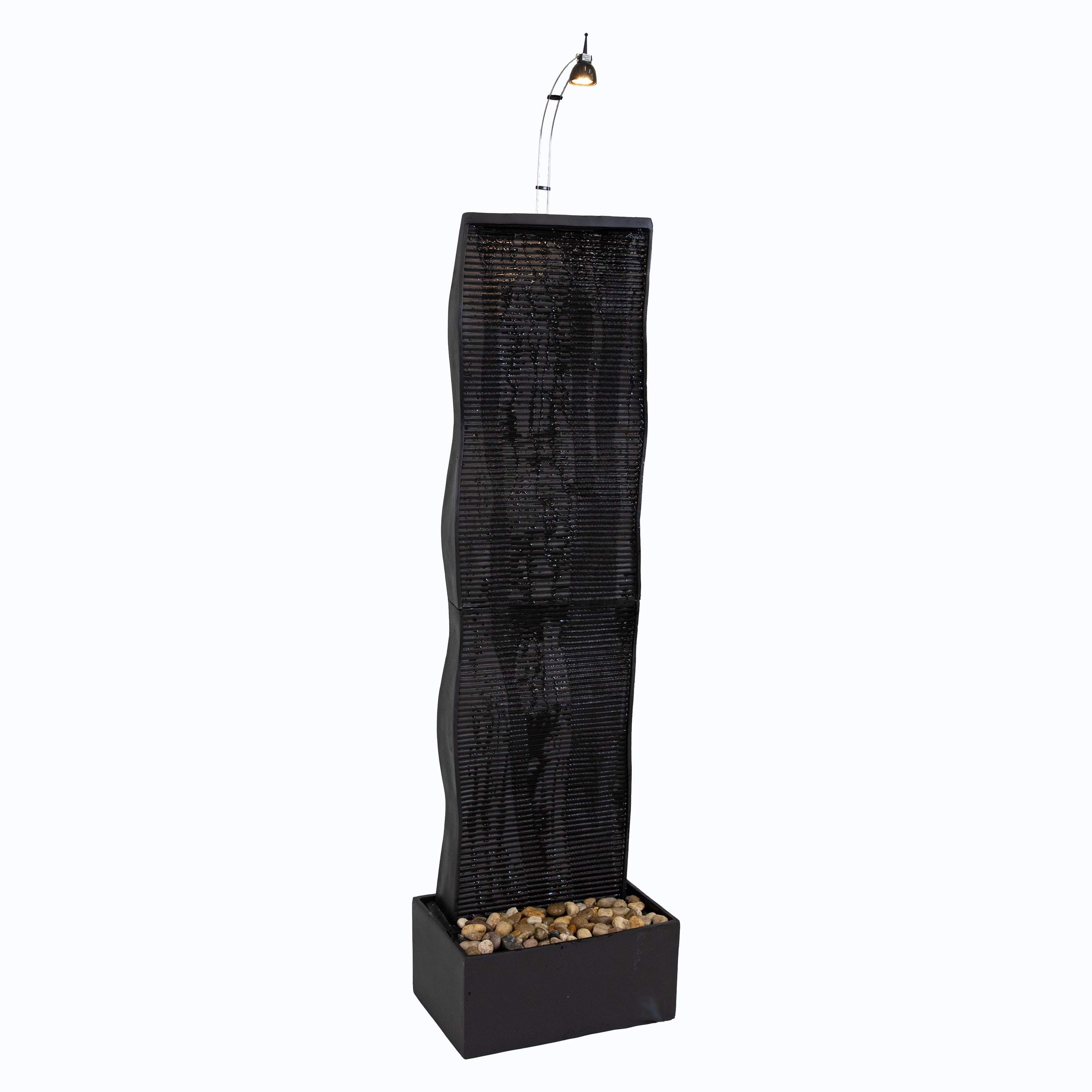 Sunnydaze Curved Ridge Slate Tall Indoor Water Fountain with Light - 56"outdoor garden water fountain