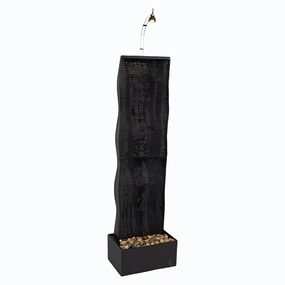 Sunnydaze Curved Ridge Slate Tall Indoor Water Fountain with Light - 56"outdoor garden water fountain