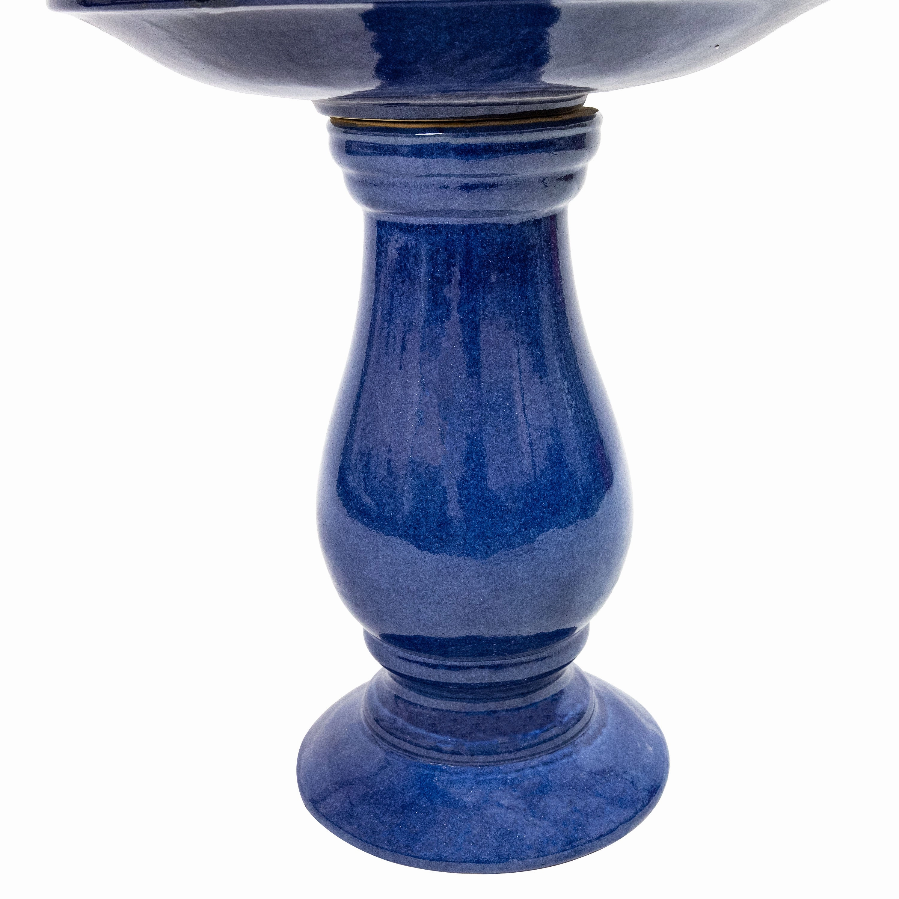 Sunnydaze Daisy Embossed Bowl Glazed Ceramic Bird Bath - Blue - 21.5" H