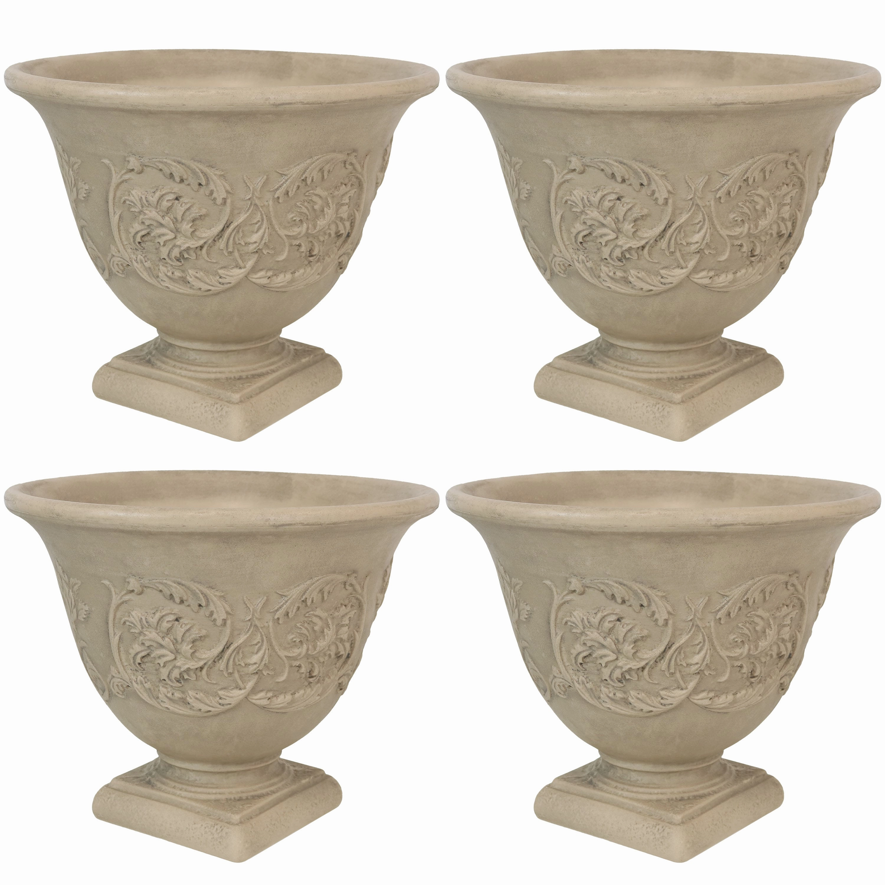 Sunnydaze Darcy Polyresin Outdoor Garden Planter Urn - Beige - 16"