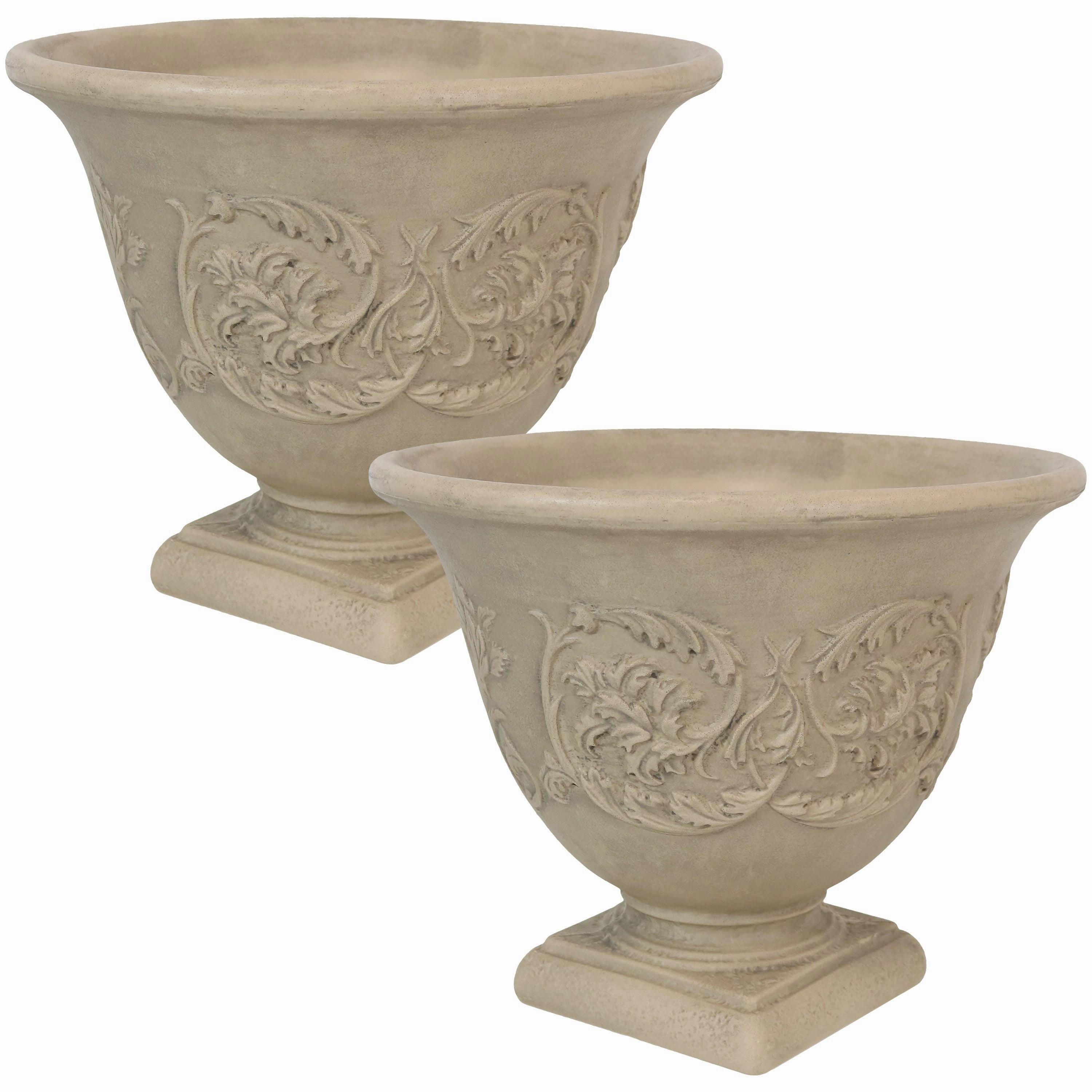 Sunnydaze Darcy Polyresin Outdoor Garden Planter Urn - Beige - 16"