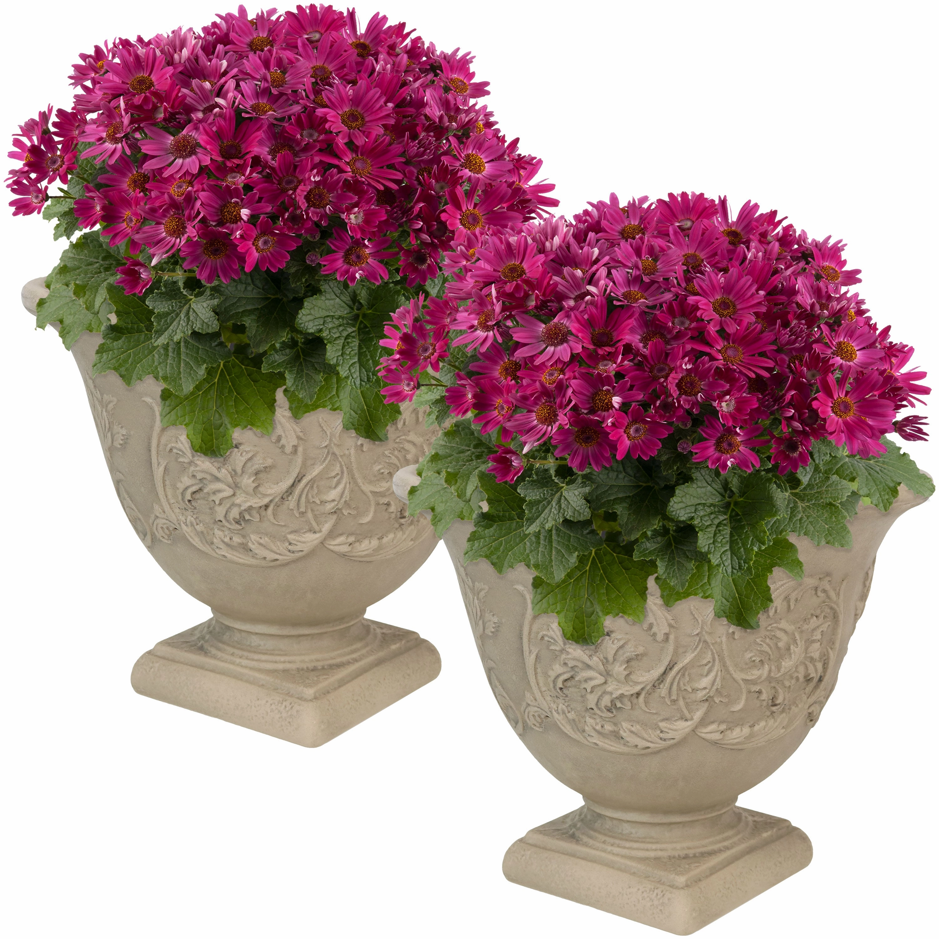Sunnydaze Darcy Polyresin Outdoor Garden Planter Urn - Beige - 16"