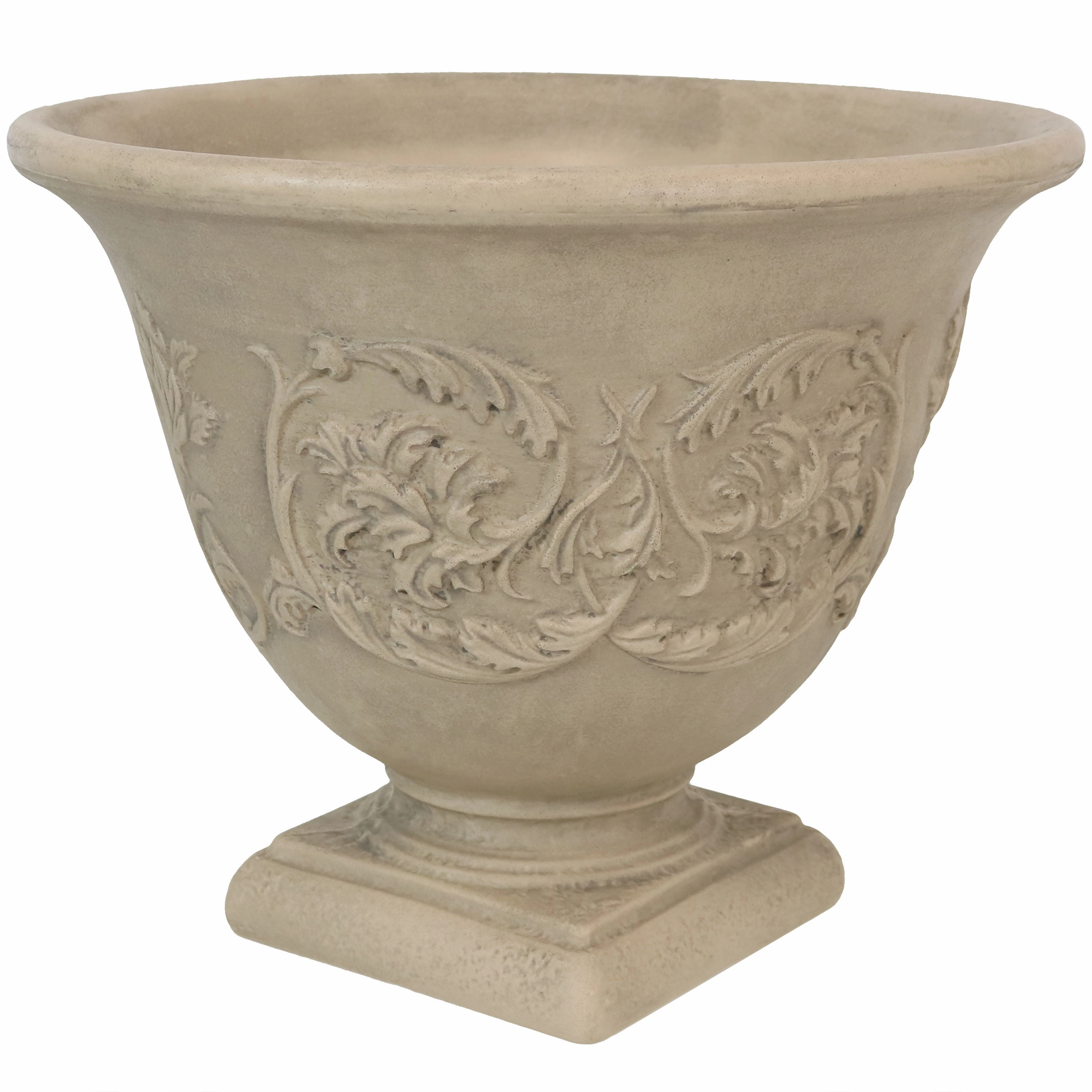 Sunnydaze Darcy Polyresin Outdoor Garden Planter Urn - Beige - 16"