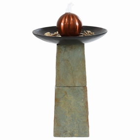 Sunnydaze Decorative Orb Slate Outdoor Water Fountain - 38" Houtdoor garden water fountain