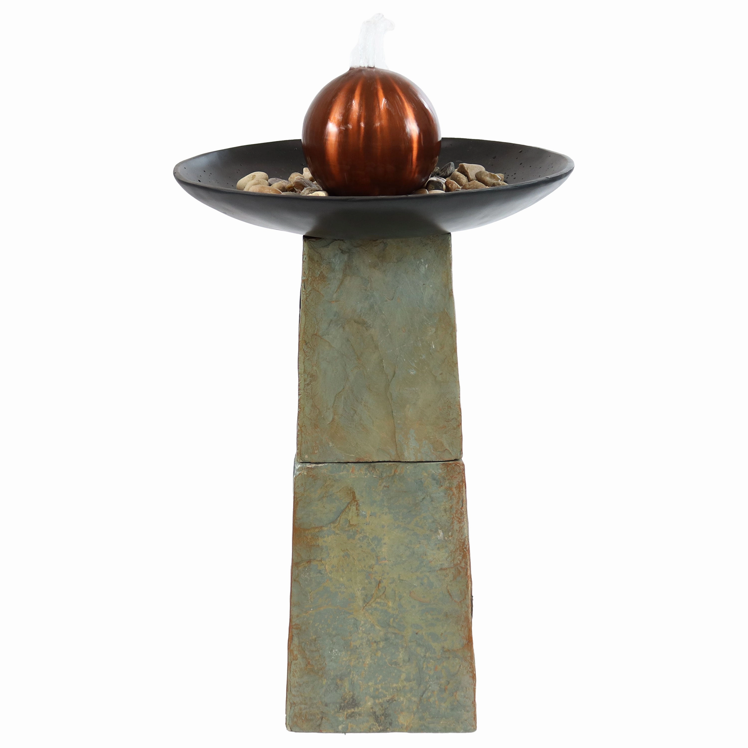 Sunnydaze Decorative Orb Slate Outdoor Water Fountain - 38" Houtdoor garden water fountain