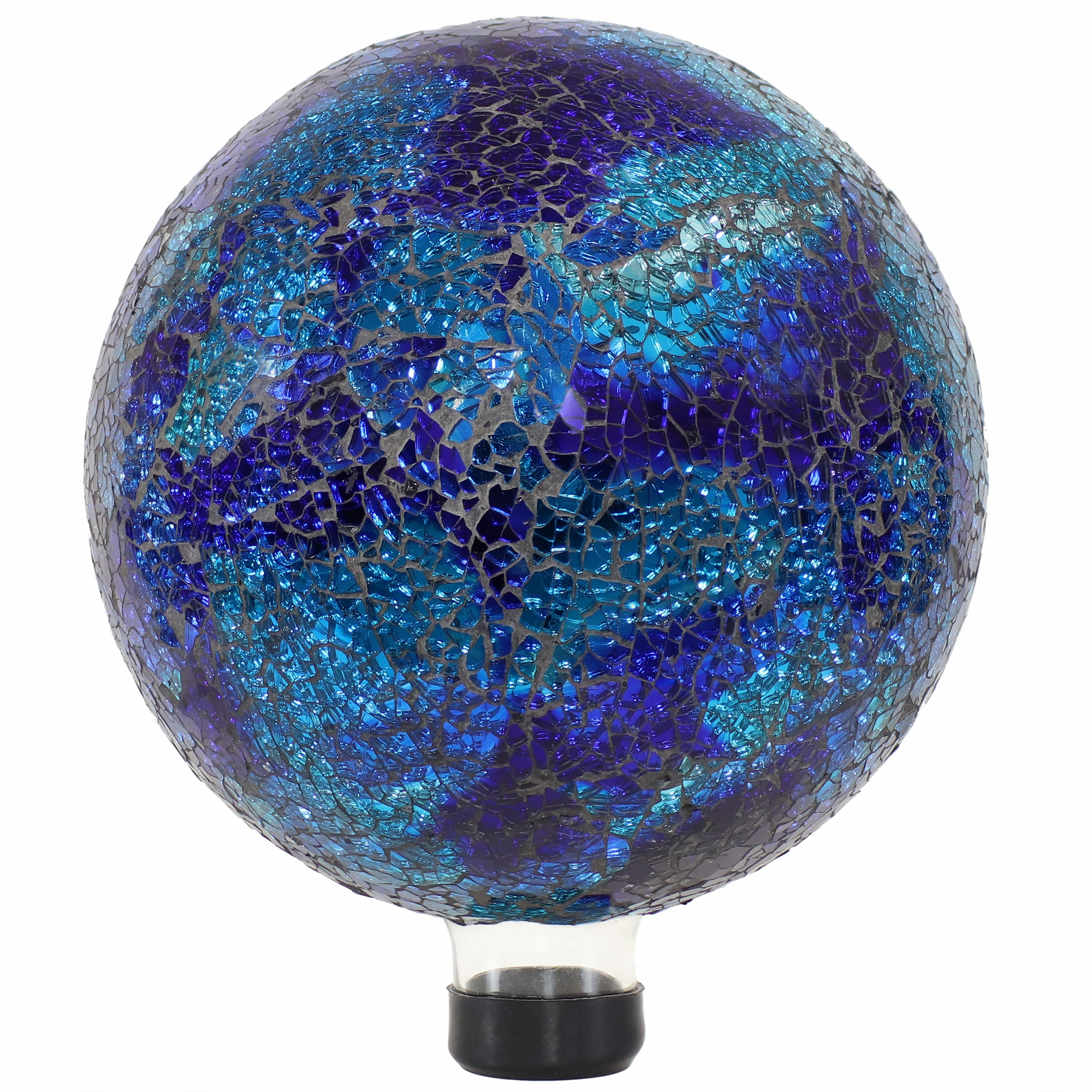 Sunnydaze Deep Ocean Swirl Crackled Glass Outdoor Gazing Globe - 10"outdoor garden decorative ornaments