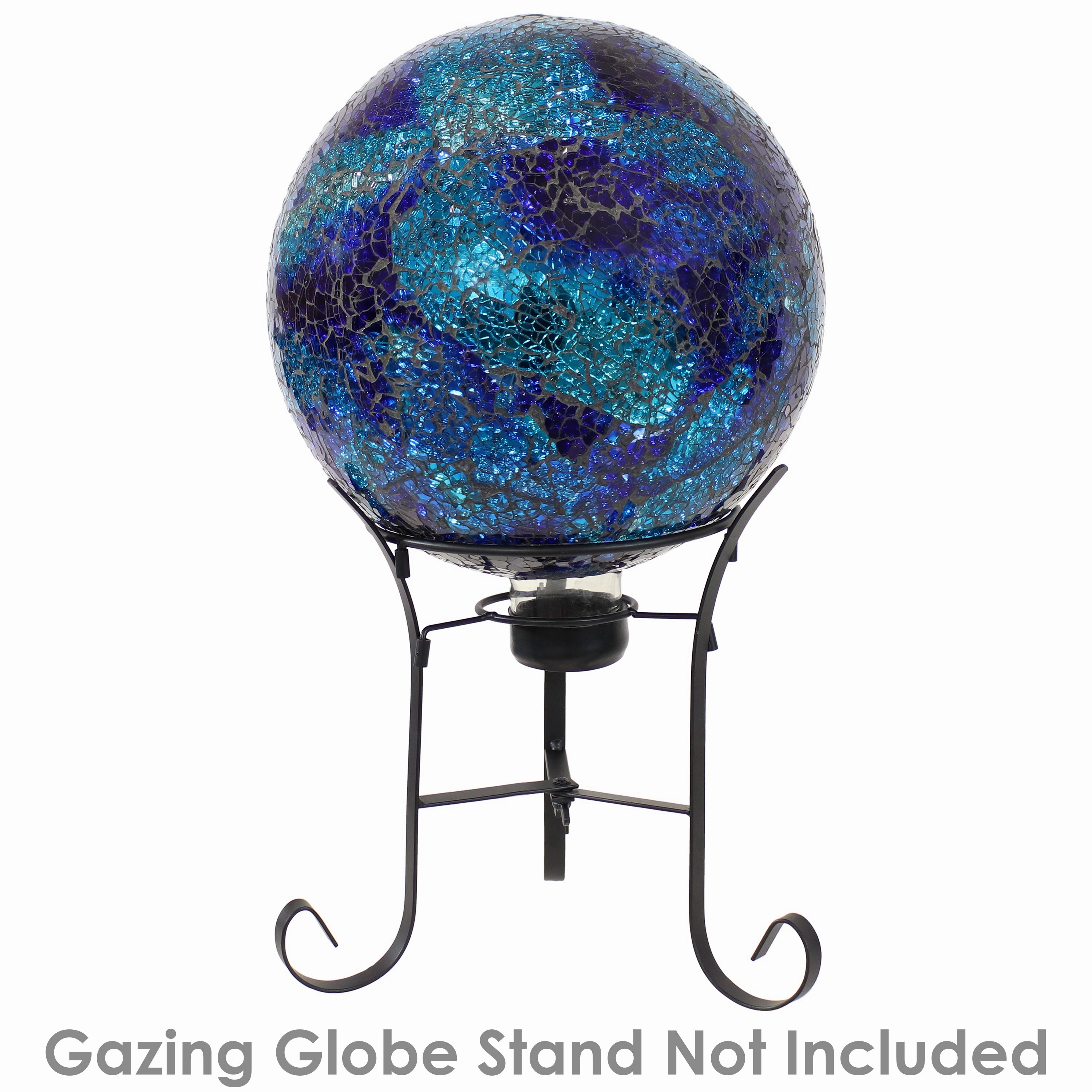 Sunnydaze Deep Ocean Swirl Crackled Glass Outdoor Gazing Globe - 10"