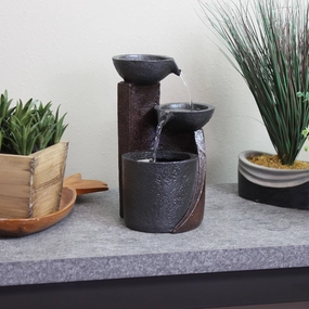Sunnydaze Descending Bowls 3-Tier Indoor Tabletop Water Fountain - 9"outdoor garden water fountain