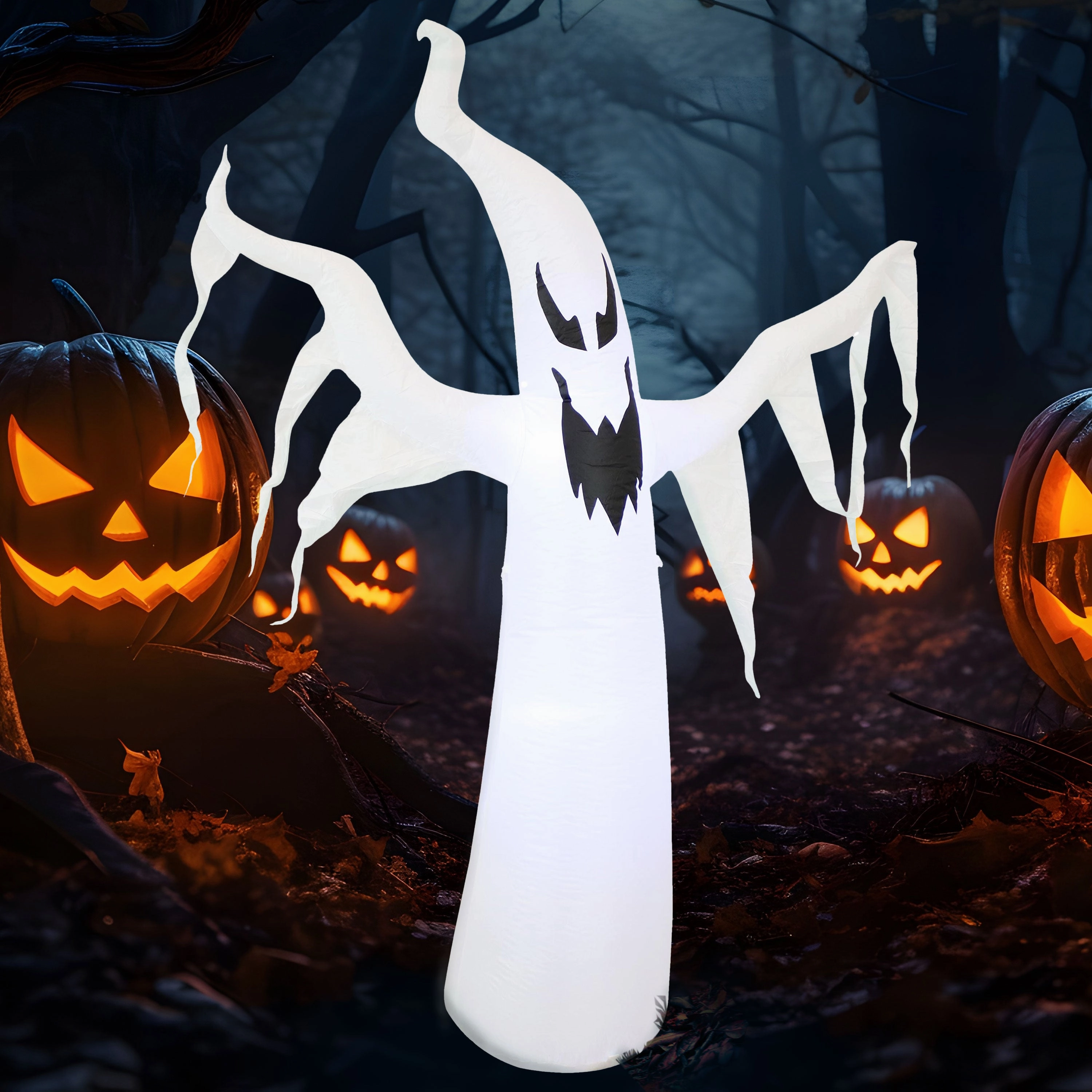 Sunnydaze Diabolical Ghost Inflatable Halloween Decoration - 7'