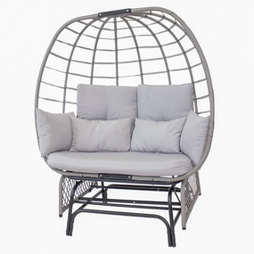 Sunnydaze Double Outdoor Egg Chair with Legs with Cushions and Pillows - Grayoutdoor patio furniture set