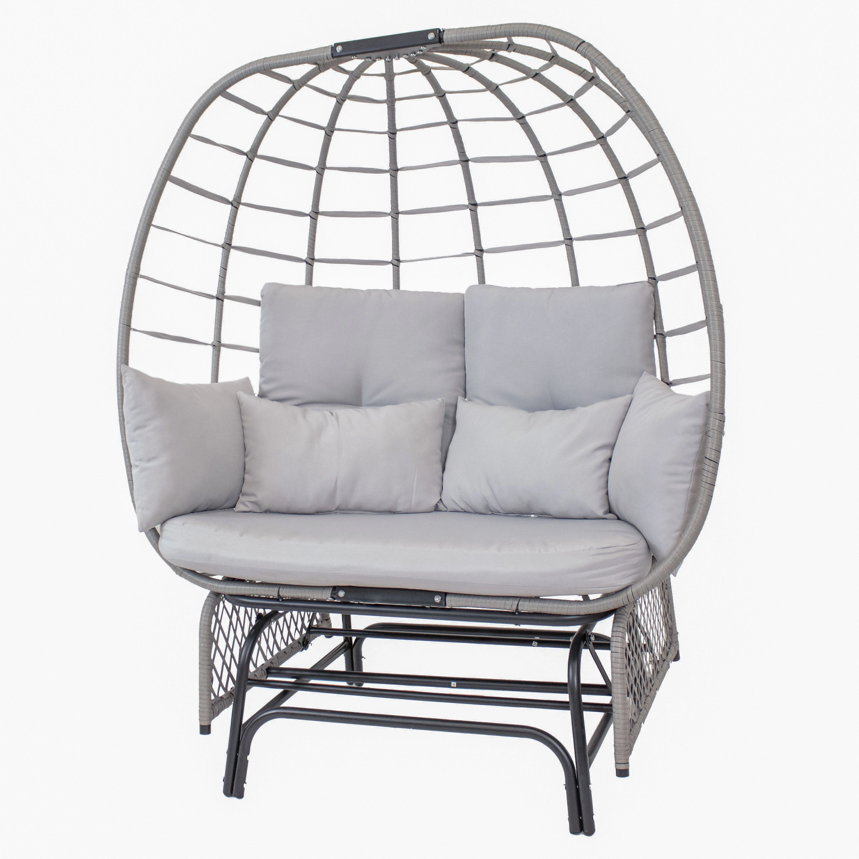 Sunnydaze Double Outdoor Egg Chair with Legs with Cushions and Pillows - Grayoutdoor patio furniture set