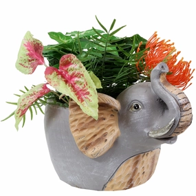 Sunnydaze Elsie the Elephant Indoor Planter Statue - 8.5" decorative outdoor planter box designs