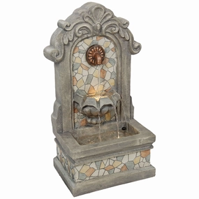 Sunnydaze Enchanting Estate Polyresin Outdoor Wall Fountain with Flat Backoutdoor garden water fountain
