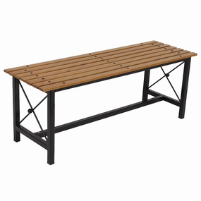 Sunnydaze European Chestnut Patio Wood Dining Bench - 17.75" Houtdoor patio furniture set