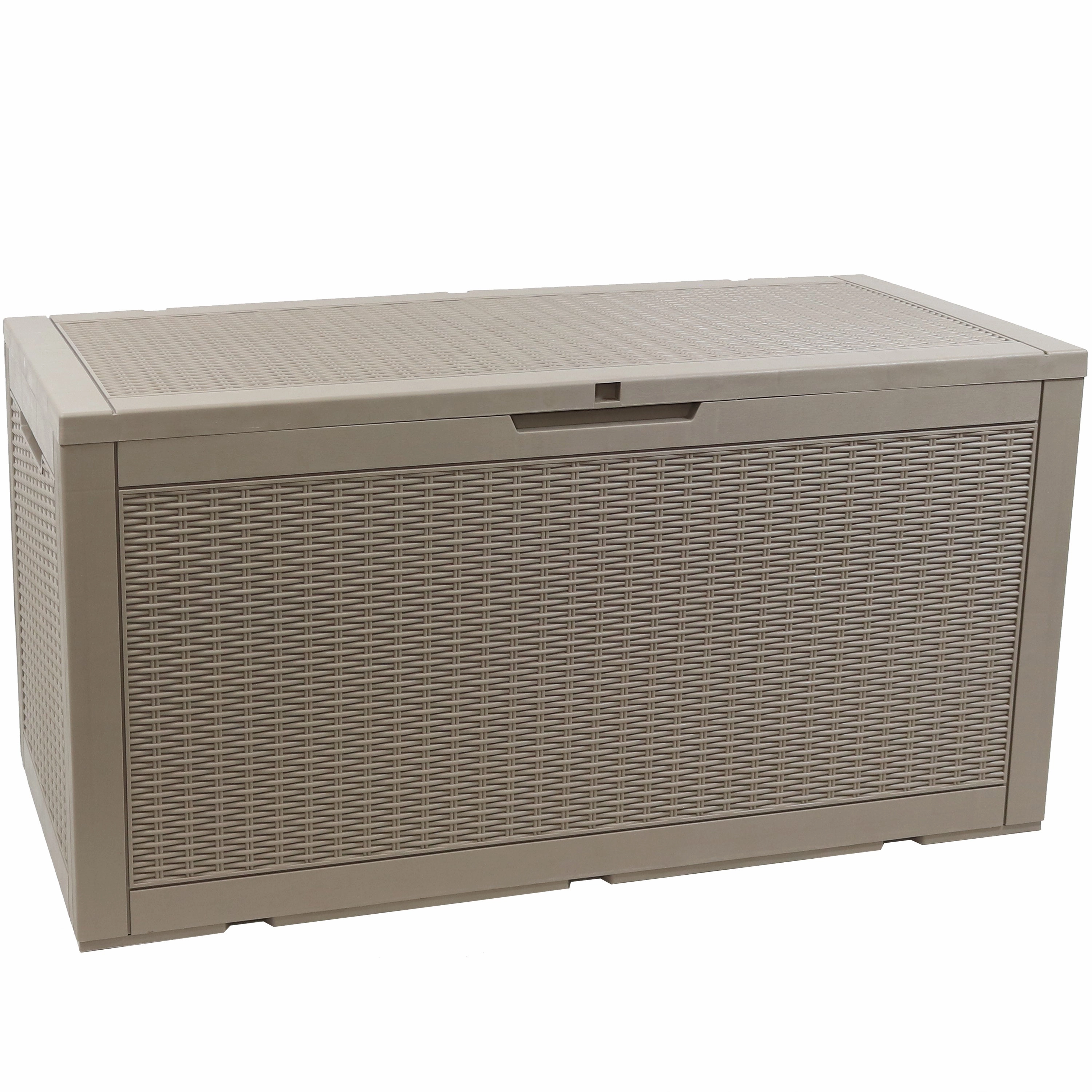 Sunnydaze Faux Rattan Outdoor Lockable Deck Storage Box  - 100-Gal.outdoor patio furniture set