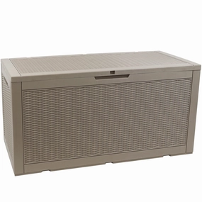 Sunnydaze Faux Rattan Outdoor Lockable Deck Storage Box  - 100-Gal.outdoor patio furniture set