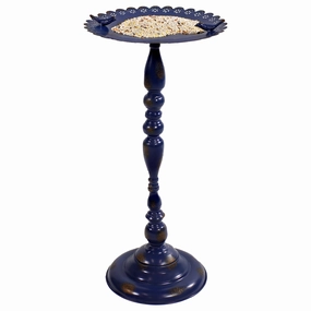 Sunnydaze Feathered Friends Iron Pedestal Bird Feeder - Blue - 26" Houtdoor garden decorative ornaments