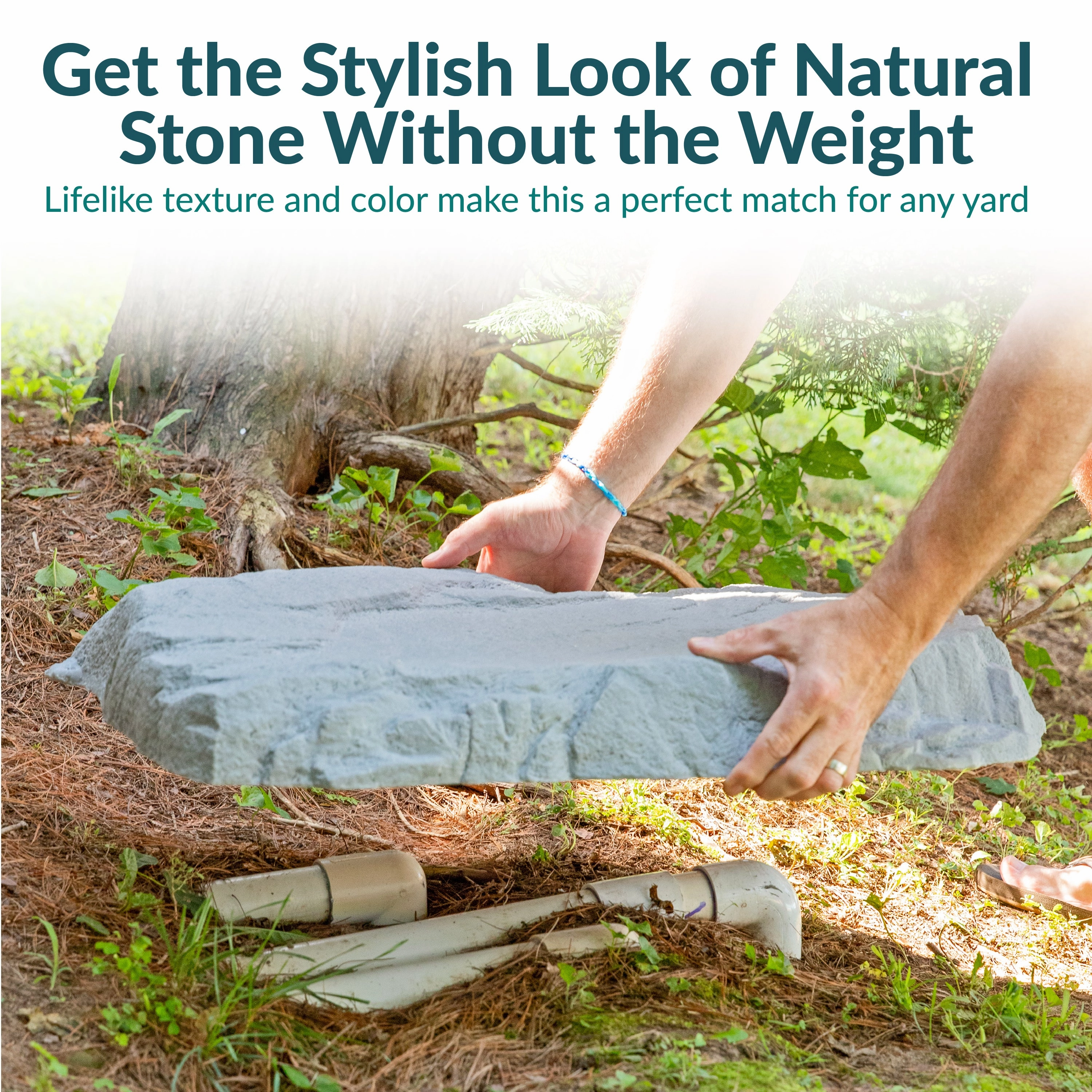 Sunnydaze Flat Artificial Landscape Rock Cover with Stakes