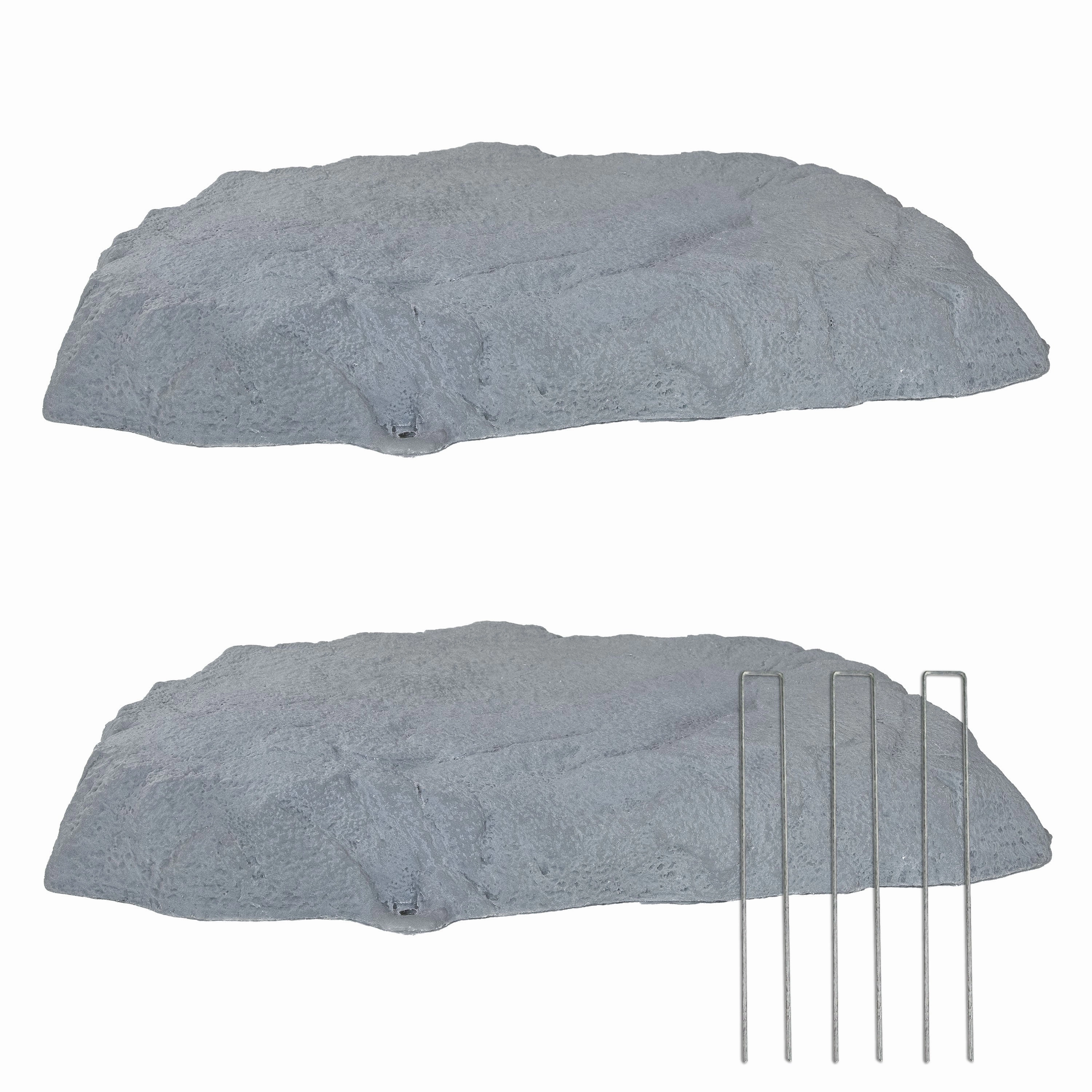 Sunnydaze Flat Artificial Landscape Rock Cover with Stakes
