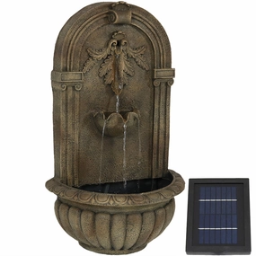 Sunnydaze Florence Solar Outdoor Wall Fountain - Florentine Stoneoutdoor garden water fountain