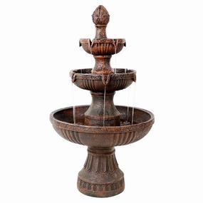 Sunnydaze Flower Blossom Outdoor Electric 3-Tier Water Fountain - 43" Houtdoor garden water fountain