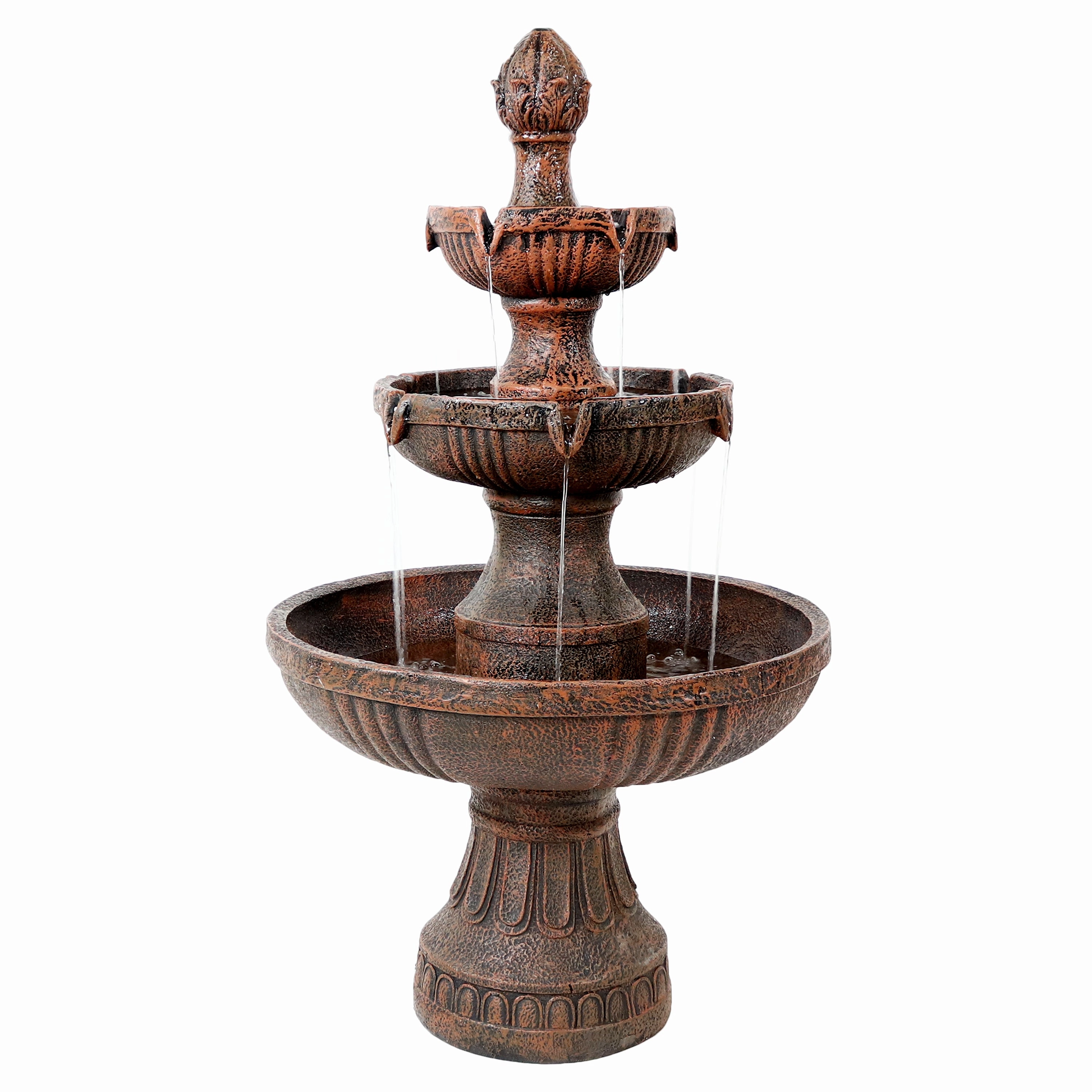 Sunnydaze Flower Blossom Outdoor Electric 3-Tier Water Fountain - 43" Houtdoor garden water fountain