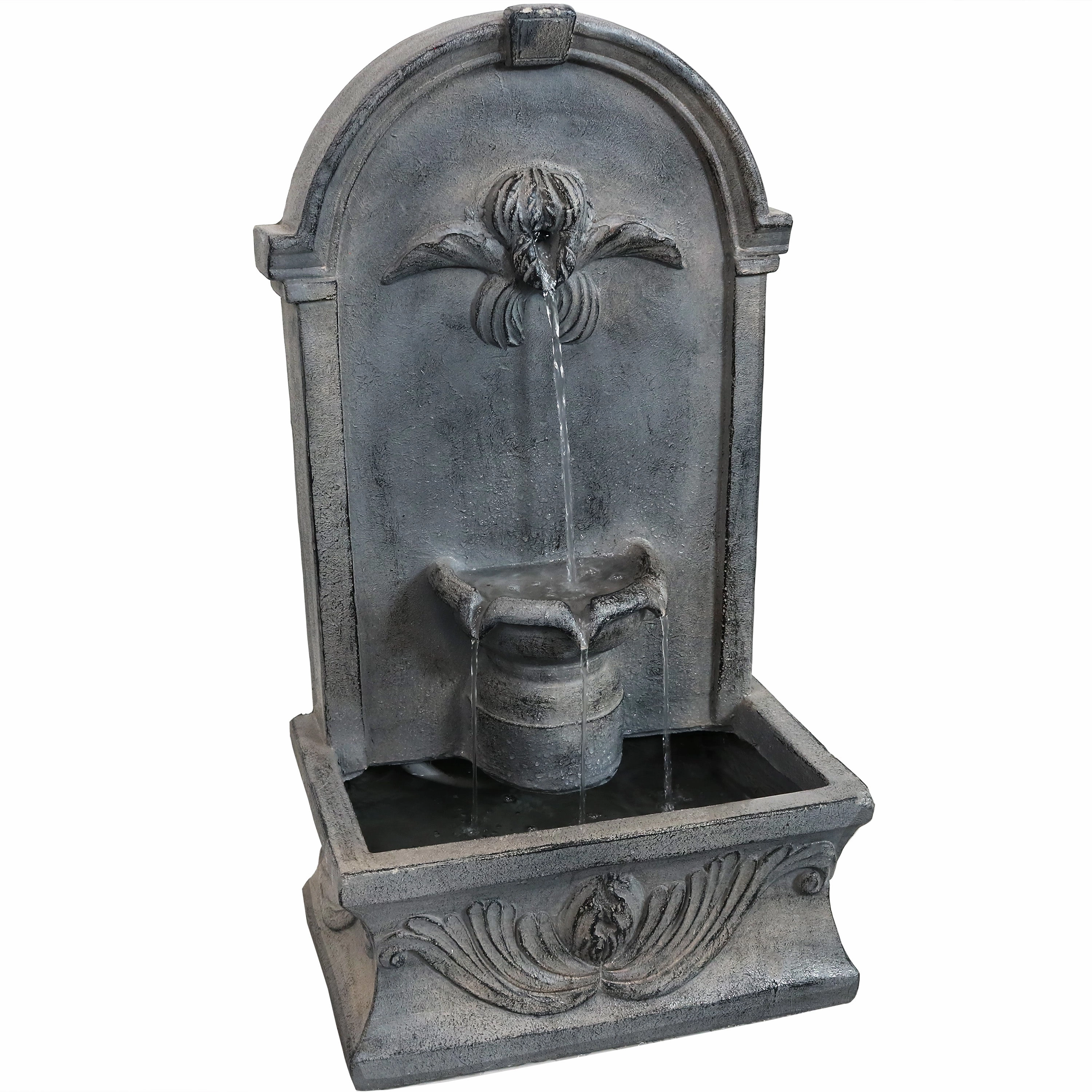 Sunnydaze French-Inspired Outdoor Wall-Mounted Fountain - 28"outdoor garden water fountain