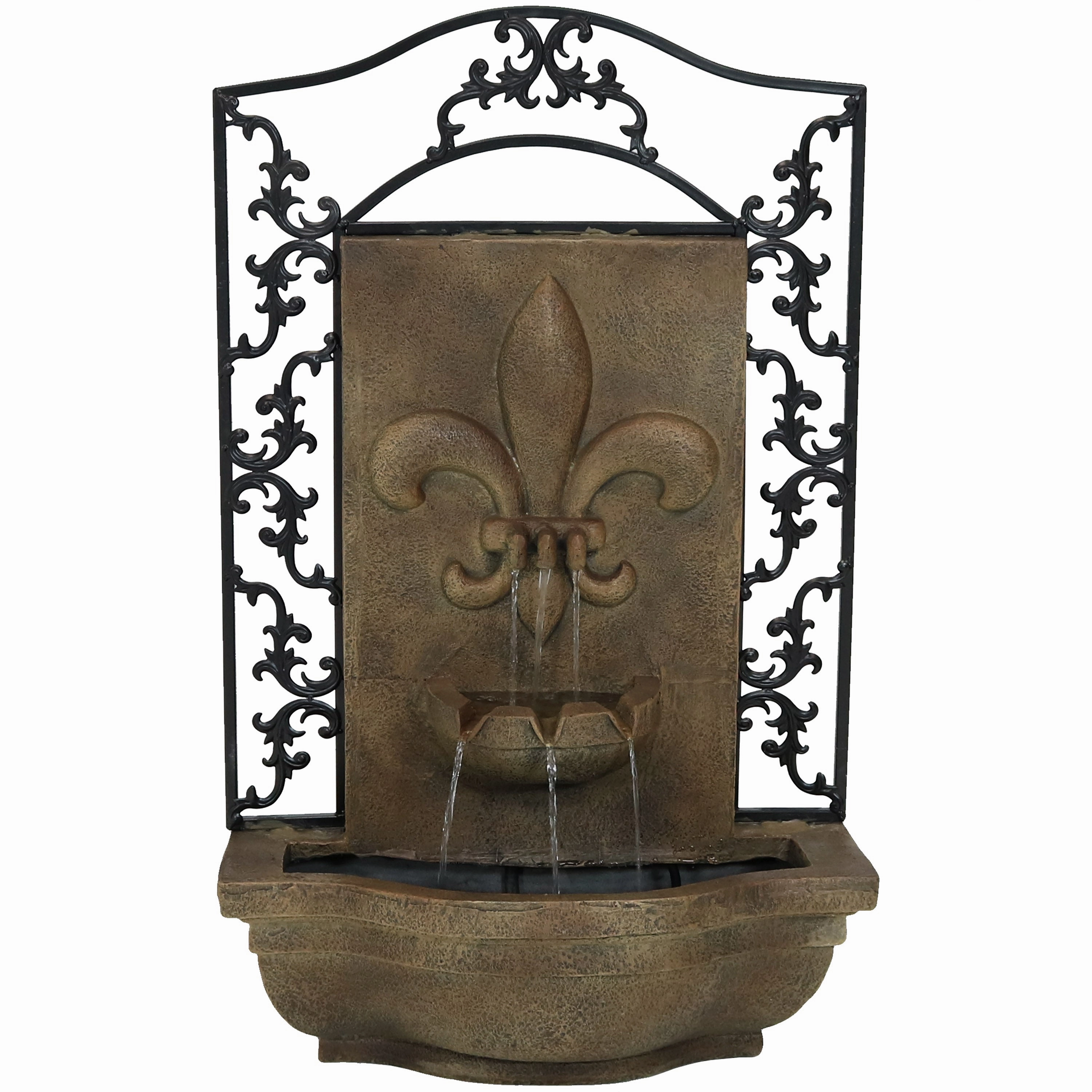 Sunnydaze French Lily Solar Outdoor Wall Fountain