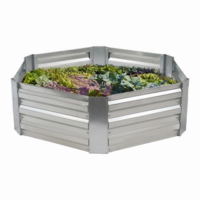 Sunnydaze Galvanized Steel Hexagon Raised Garden Bed - 12.25" H decorative outdoor planter box designs
