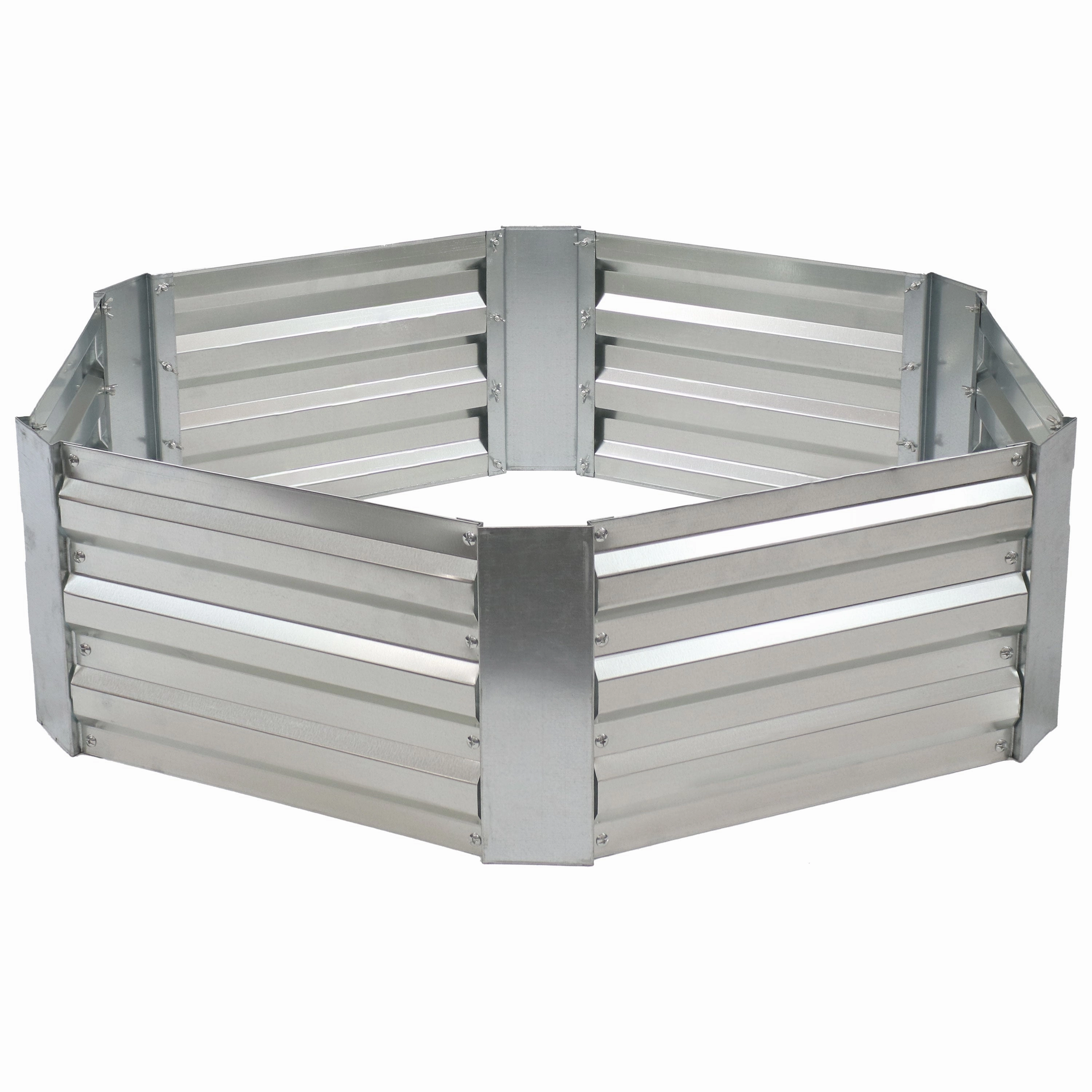 Sunnydaze Galvanized Steel Hexagon Raised Garden Bed - 12.25" H