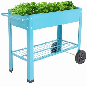 Sunnydaze Galvanized Steel Mobile Raised Garden Bed Cart decorative outdoor planter box designs