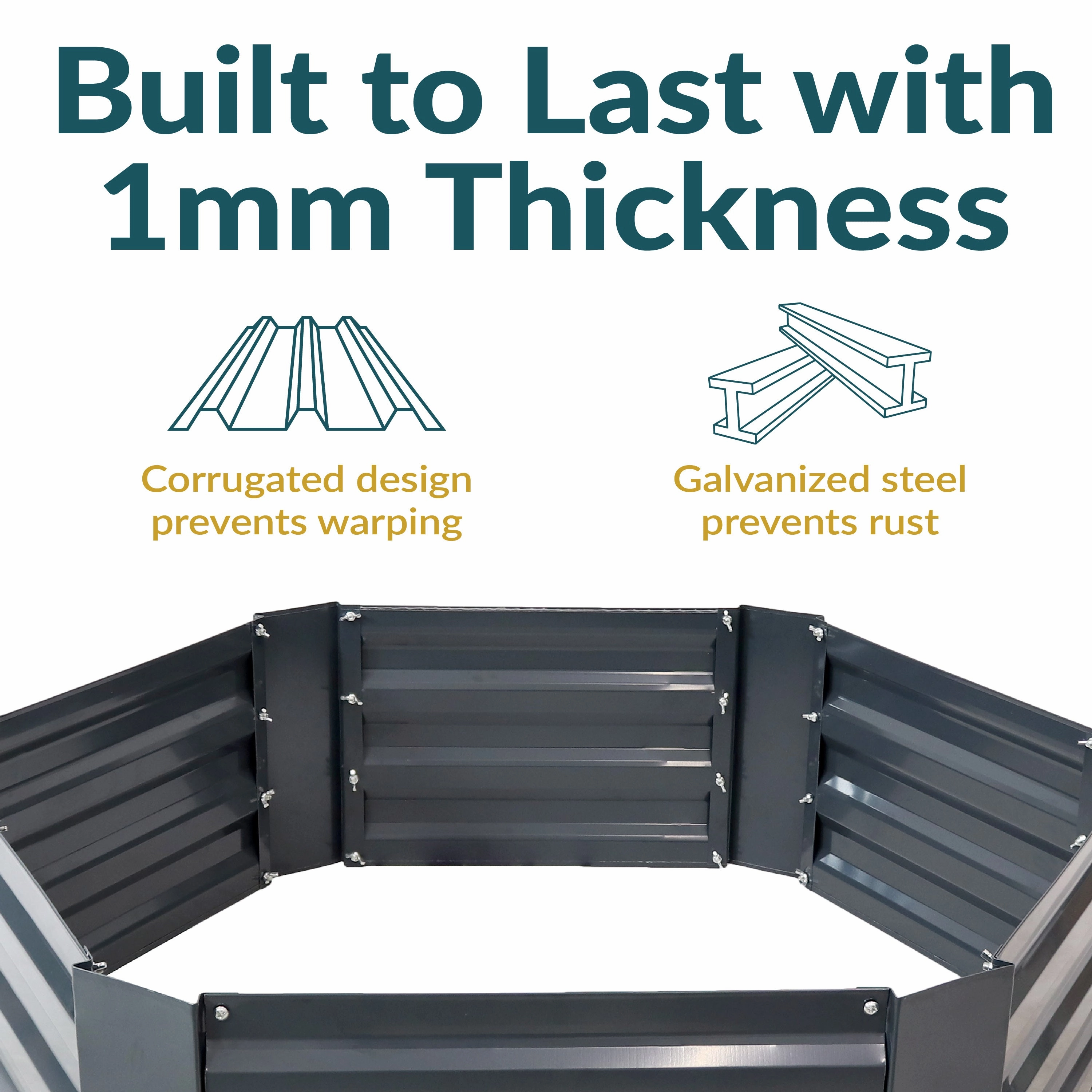 Sunnydaze Galvanized Steel Raised Garden Bed - Hexagon - 40.5"