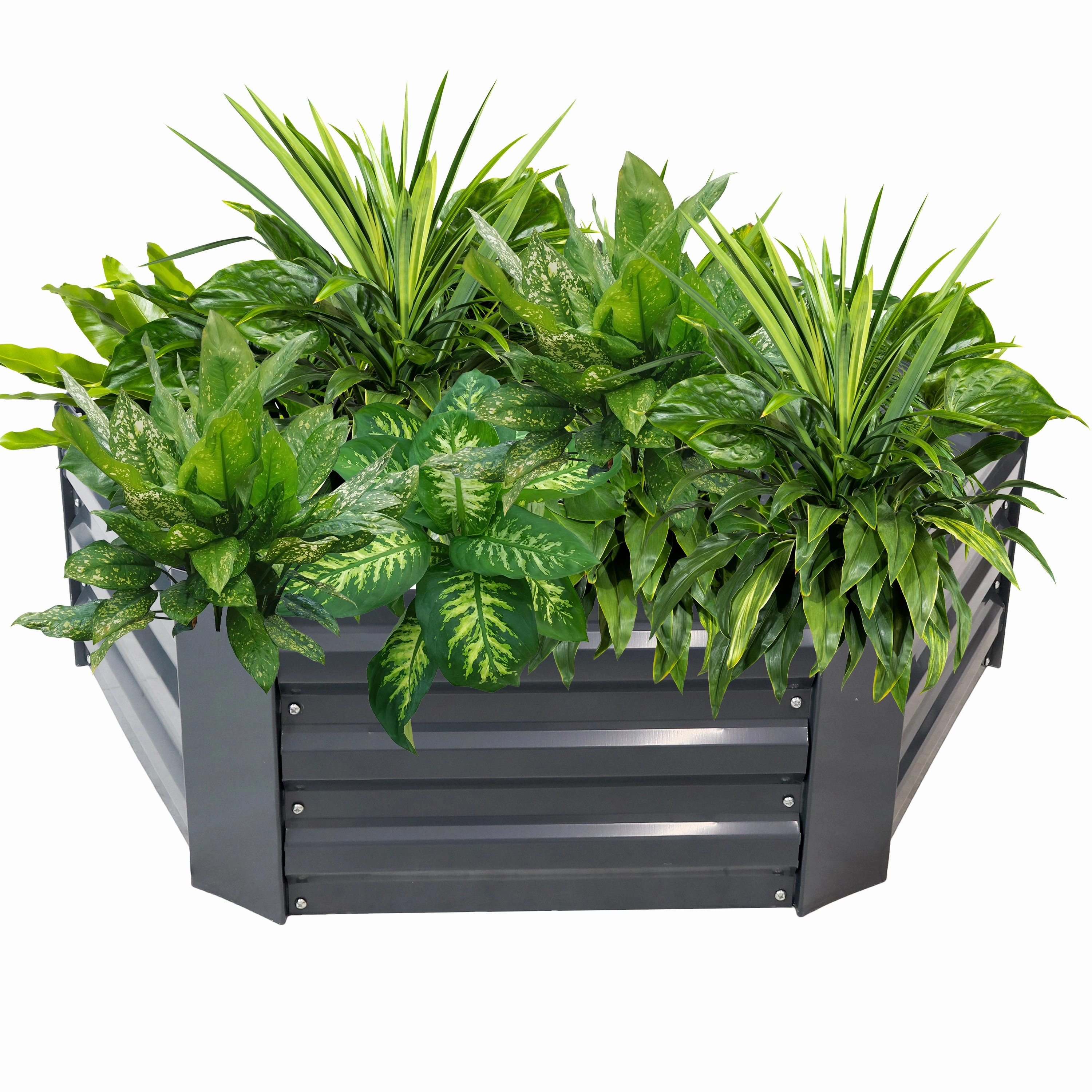 Sunnydaze Galvanized Steel Raised Garden Bed - Hexagon - 40.5" decorative outdoor planter box designs