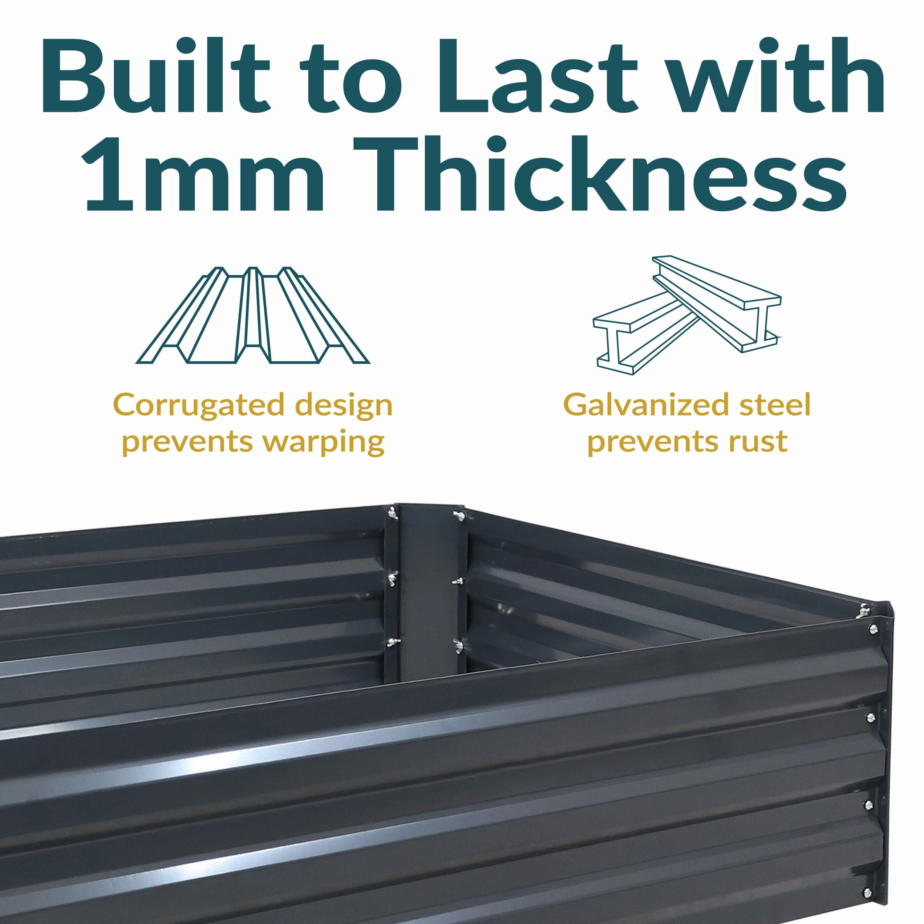 Sunnydaze Galvanized Steel Raised Garden Bed - Large Rectangle - 47"