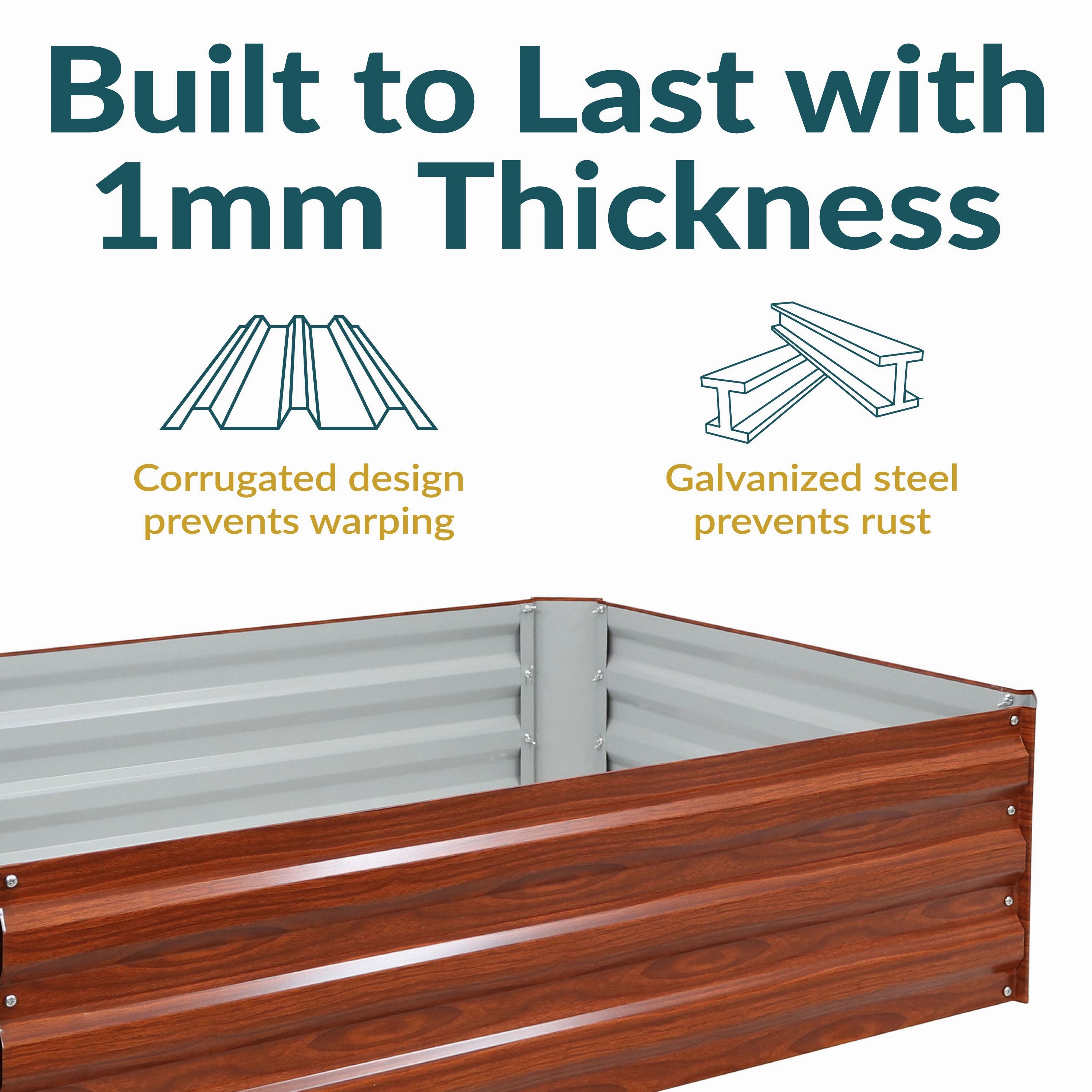 Sunnydaze Galvanized Steel Raised Garden Bed - Large Rectangle - 47"