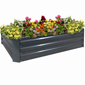 Sunnydaze Galvanized Steel Raised Garden Bed - Large Rectangle - 47" decorative outdoor planter box designs