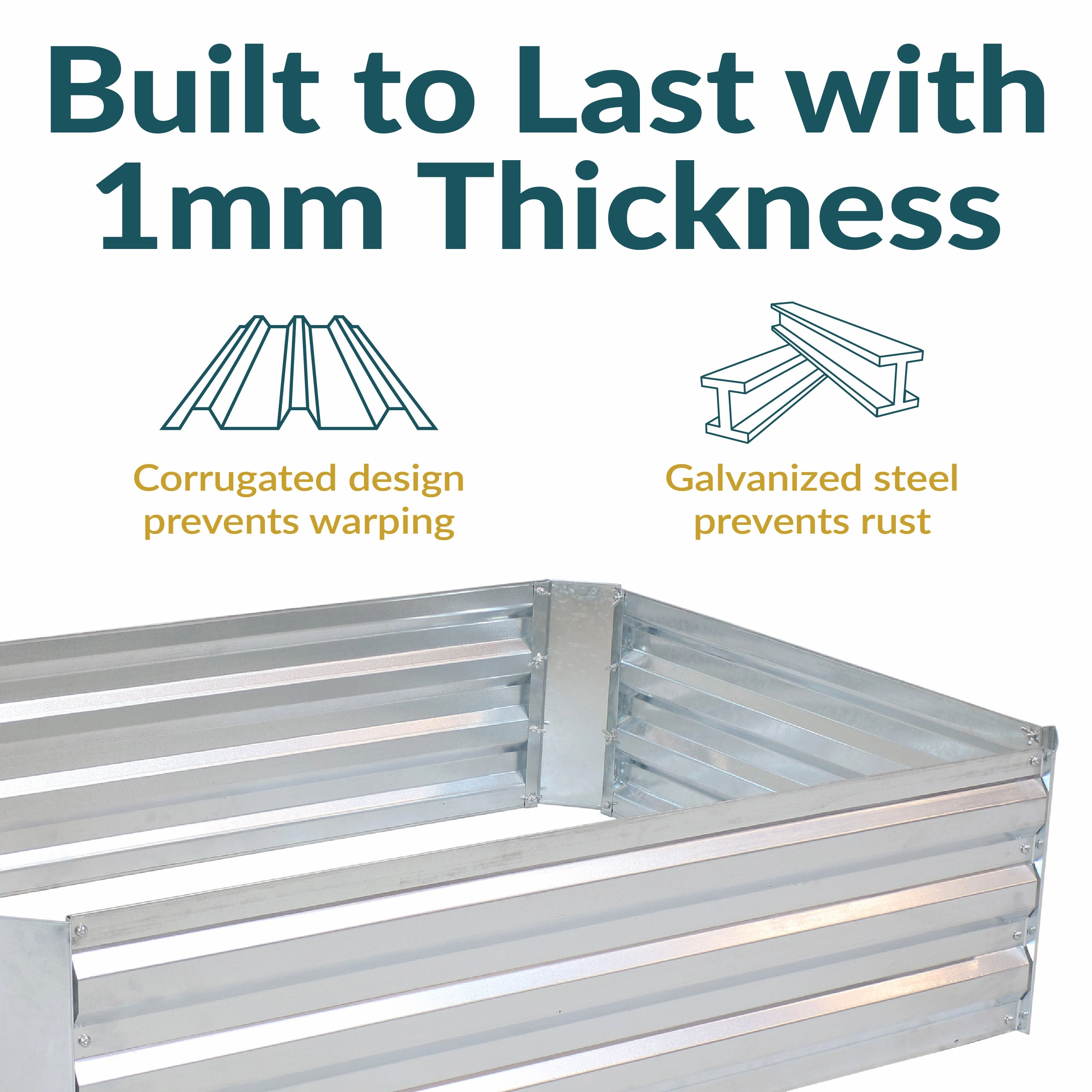Sunnydaze Galvanized Steel Raised Garden Bed - Large Rectangle - 47"